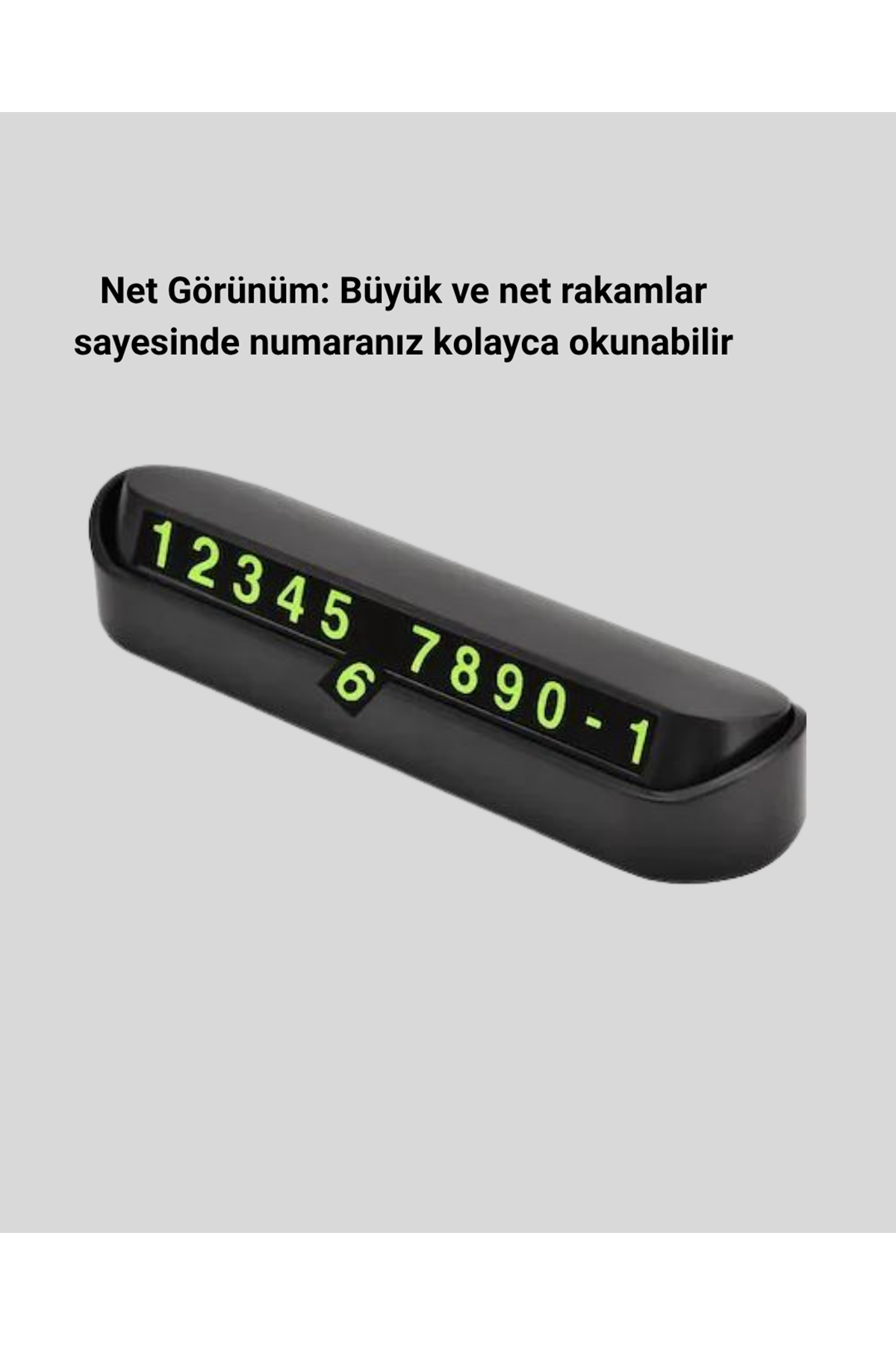 Gri Alüminyum Araç İçi Telefon Numaratörü – Dayanıklı, Modern ve Net Görünürlük Sağlayan Tasarım