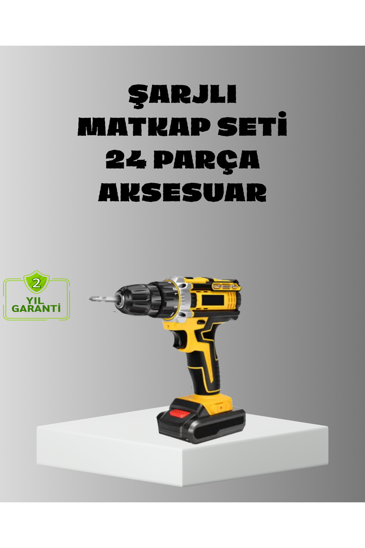 Şarjlı Darbeli Matkap Seti – 2 Bataryalı, 24W Güç, 24 Parça Aksesuar, LED Işıklı