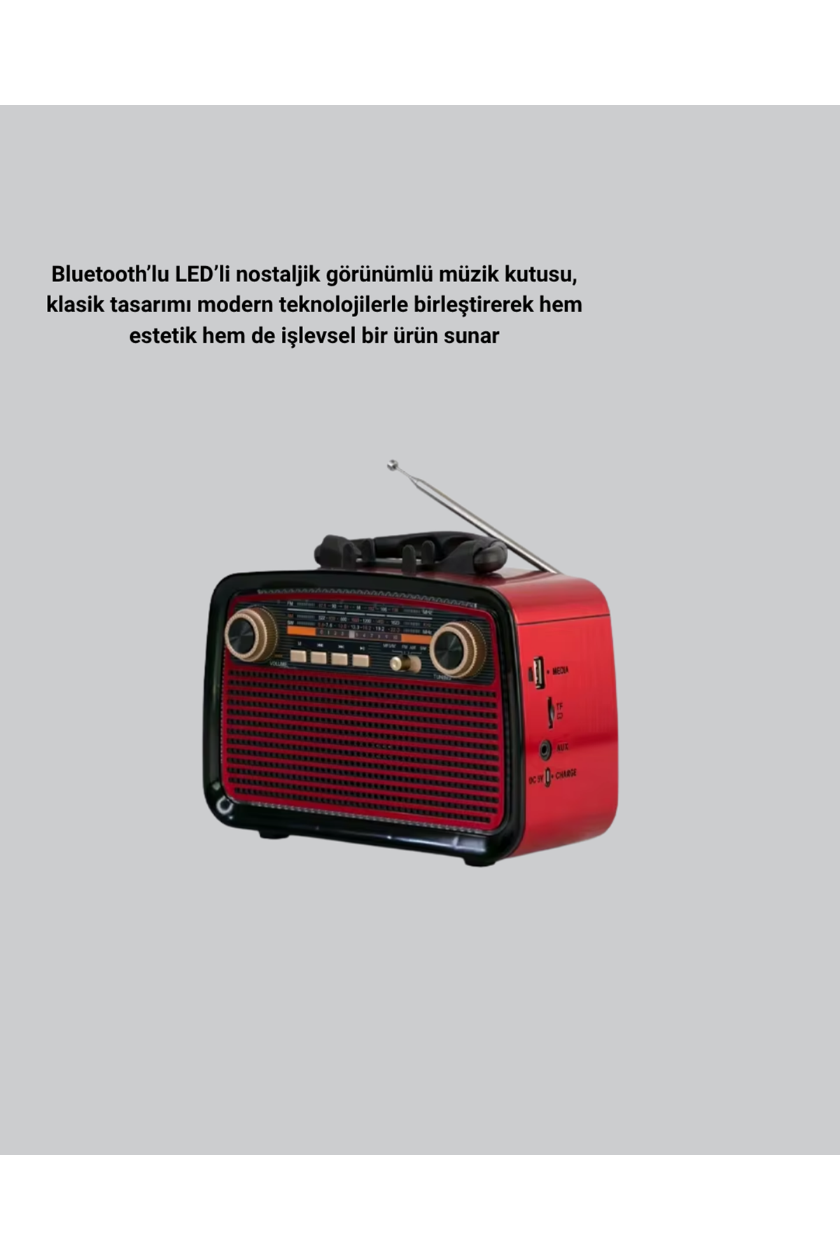 Ahşap Dokulu Bluetooth Müzik Kutusu – Vintage LED Tasarımıyla Modern Ses Deneyimi