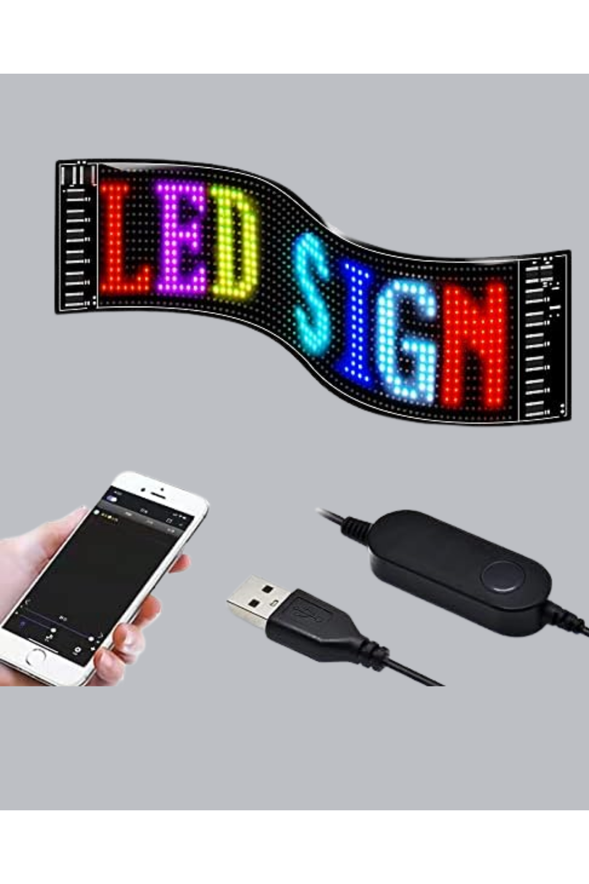 RGB LED Panel – Mobil Uyumlu, Yazı ve GIF Destekli, USB Bağlantılı Dekoratif Ekran