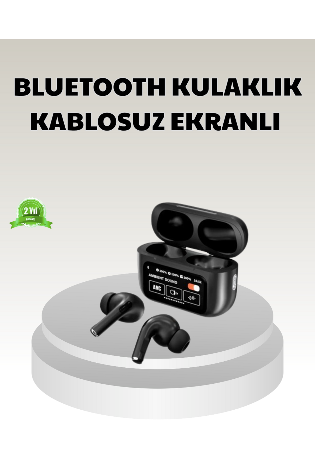 Bluetooth 5.3 ANC Kablosuz Kulaklık – Dokunmatik Kontrol, Dijital Ekran ve Uzun Pil Ömrü