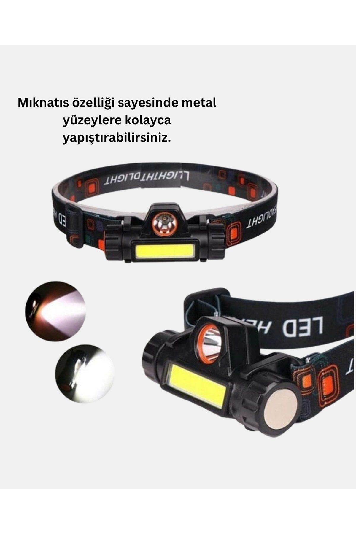 Şarjlı LED Kafa Feneri – Çift Fonksiyonlu, 200LM Işık Gücü, IP44 Suya Dayanıklı