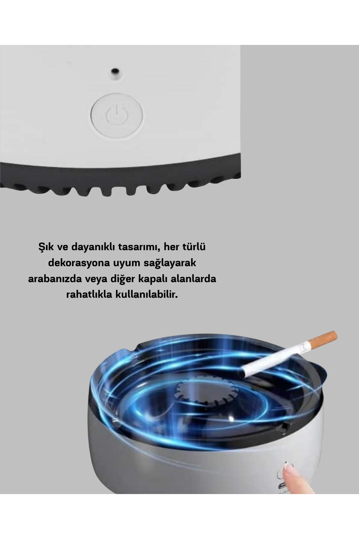Hava Temizleyici Küllük – Sigara Dumanı Filtreli, Sessiz Çalışan, Şık Tasarım