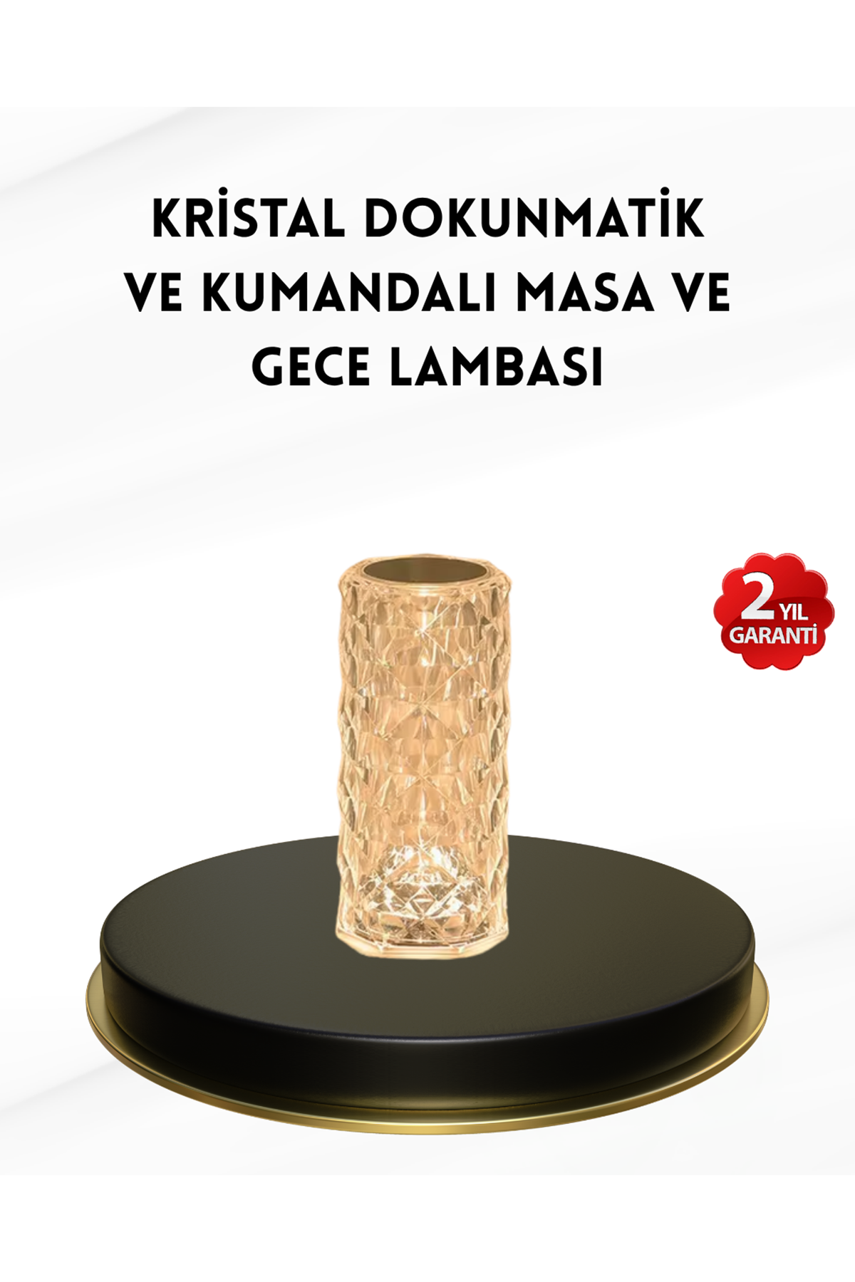 Kristal Tasarımlı RGB LED Gece Lambası – Kumandalı, Renk Değiştiren Dekoratif Işık