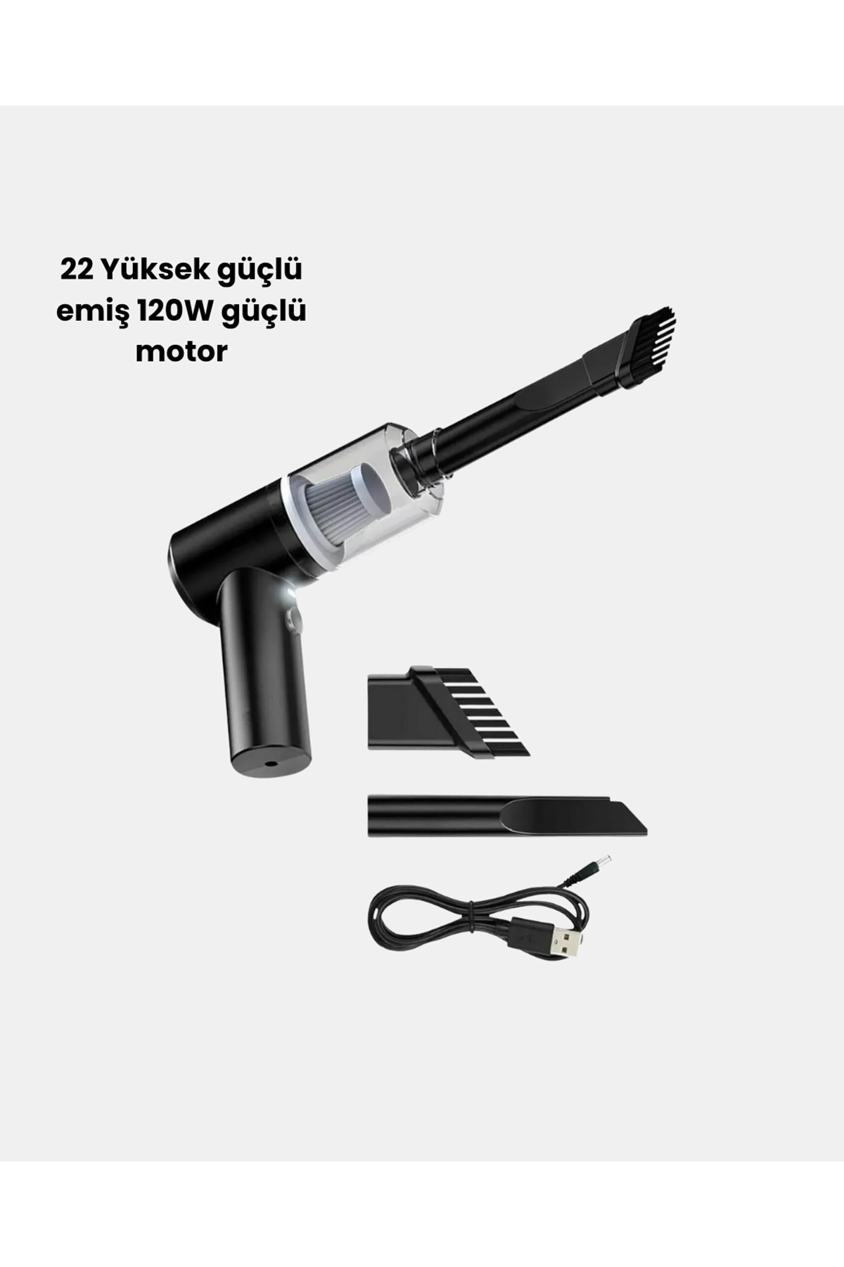 Taşınabilir Vakumlu Araç Süpürgesi – Katlanabilir Sap, Yıkanabilir Filtre, 120W Motor