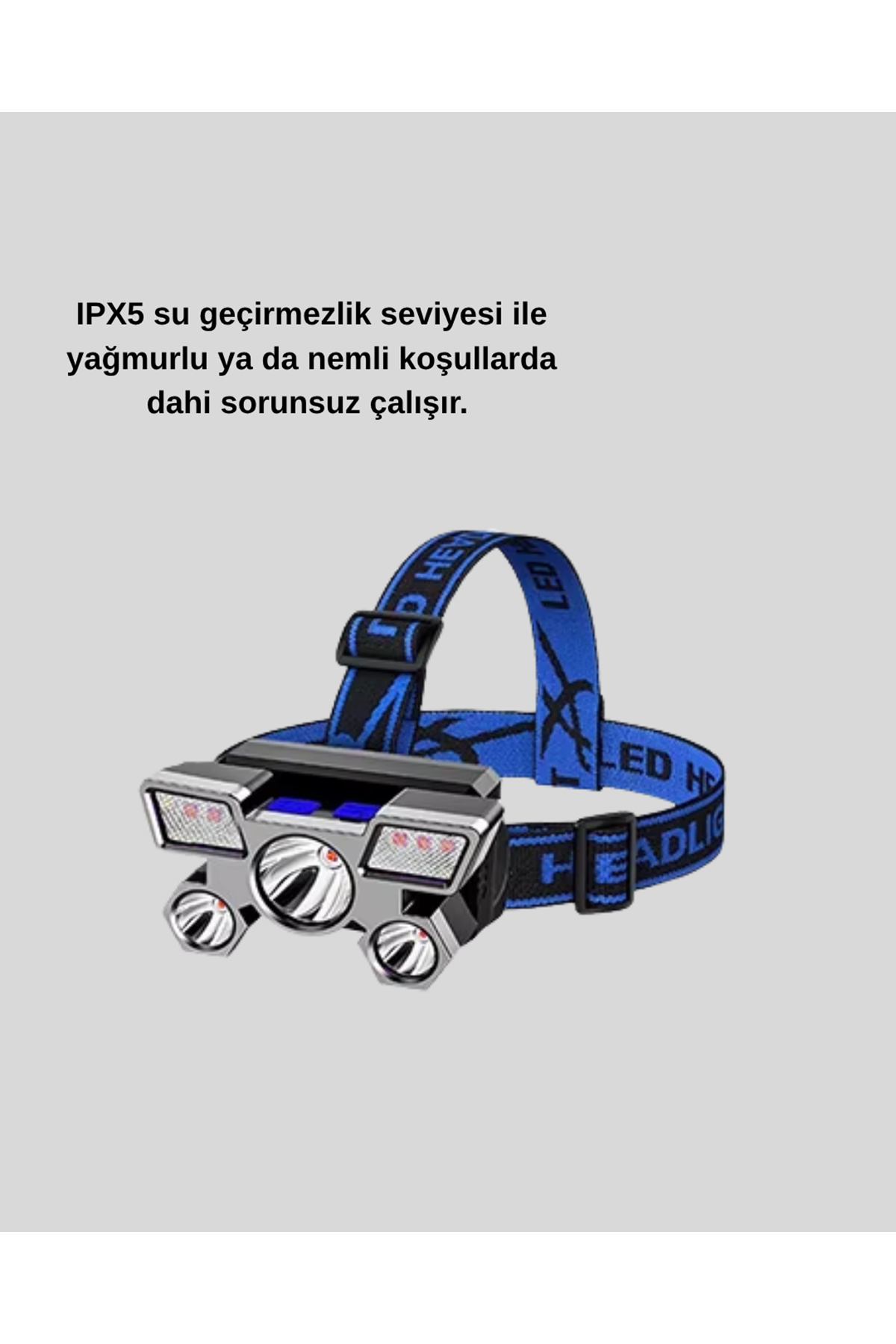 Profesyonel Şarjlı LED Far – IPX5 Suya Dayanıklı, 4 Işık Modu, Hareket Sensörlü