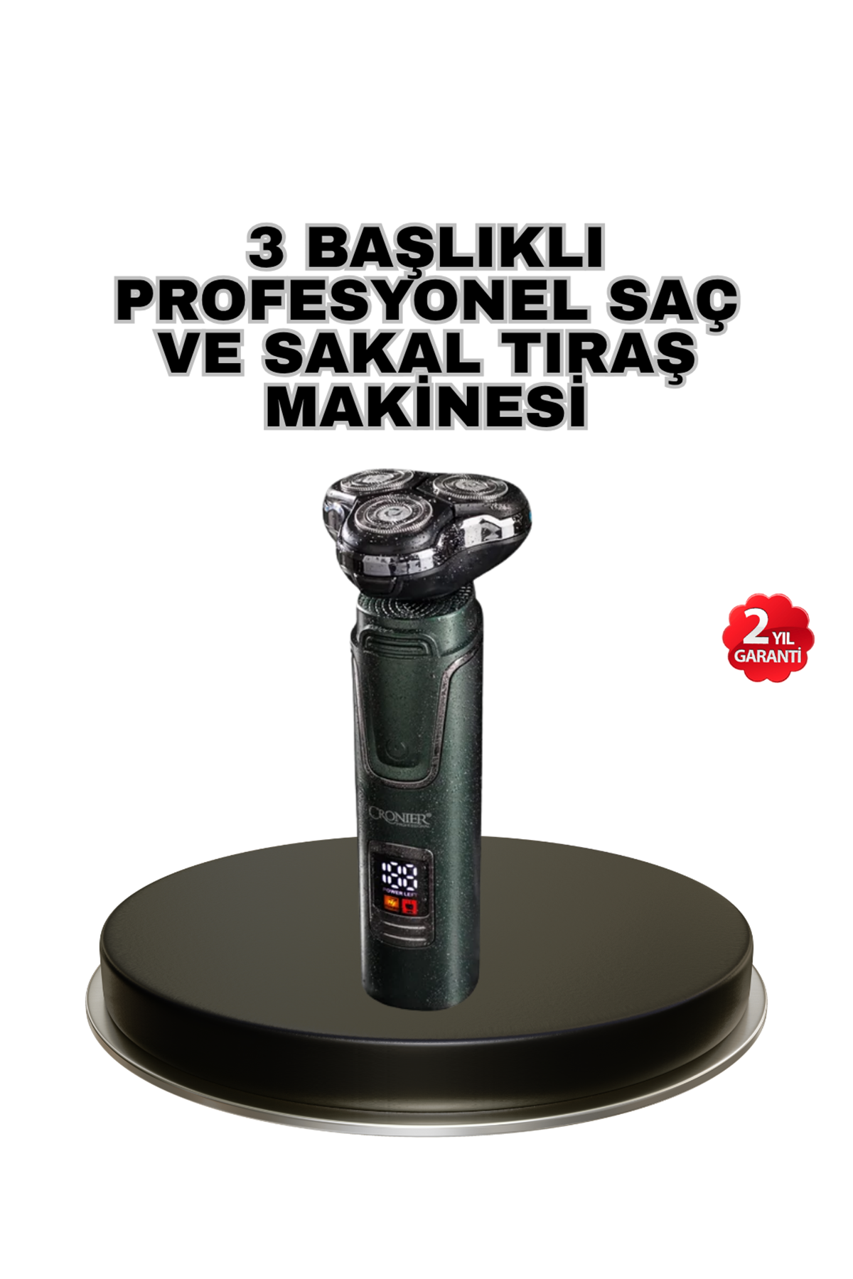 Kablosuz Profesyonel Erkek Bakım Seti – 3 Başlıklı, 3D Akıllı Kesim, Taşınabilir