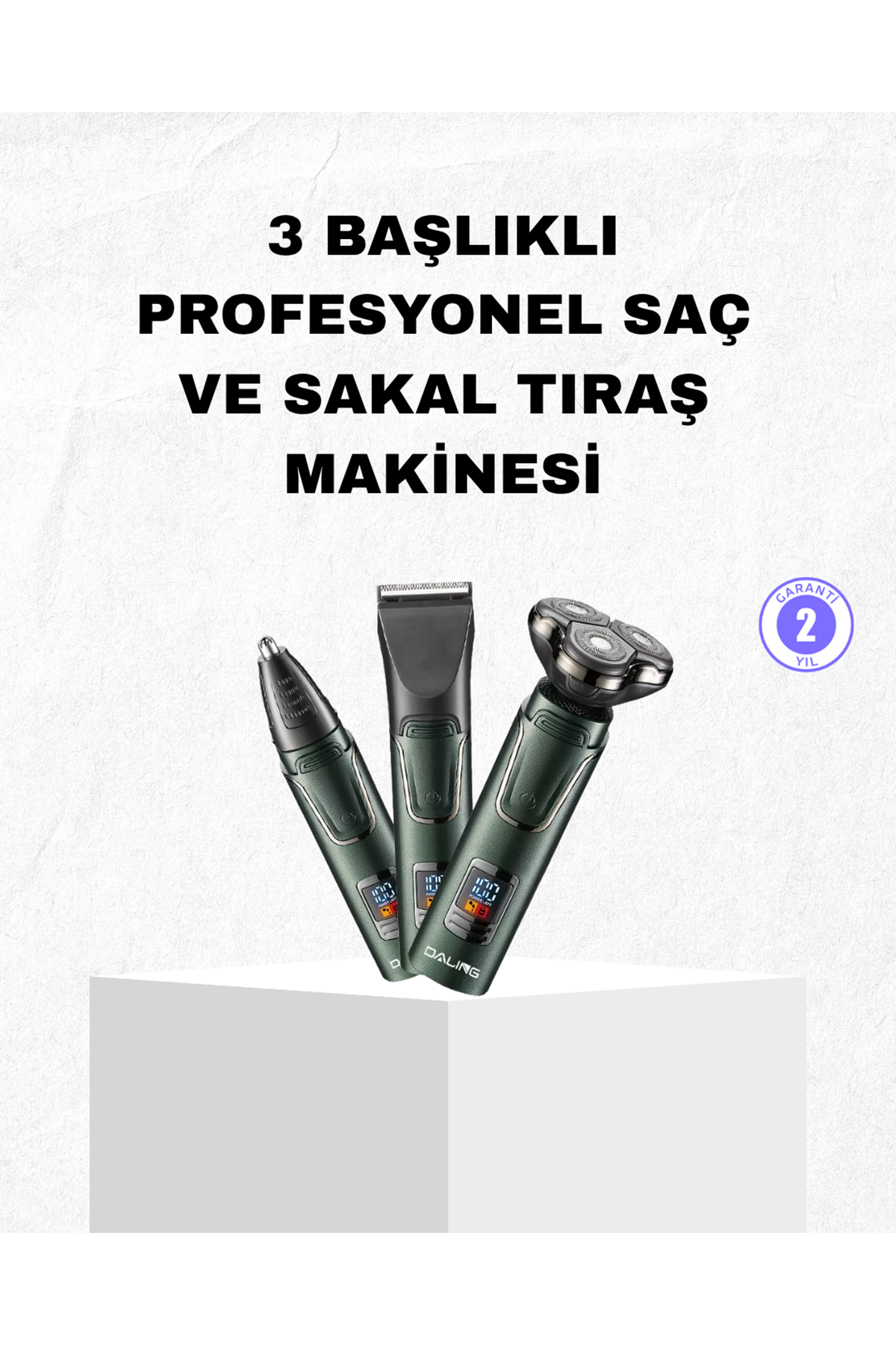 Şarjlı ve Kablosuz 3 Başlıklı Profesyonel Bakım Seti – Saç, Sakal, Burun ve Kulak Düzeltici