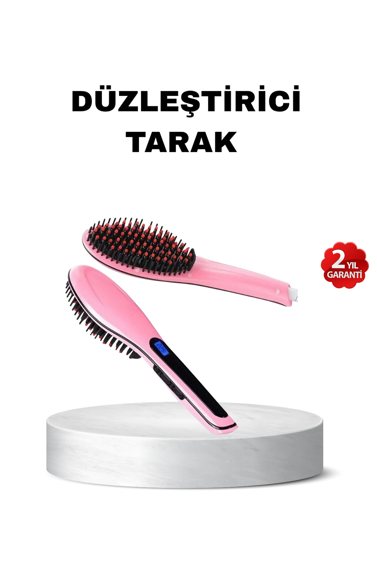 Dijital Ekranlı Seramik Saç Düzleştirici Tarak – 5 Kademeli Isı Ayarı, İyon Kontrollü