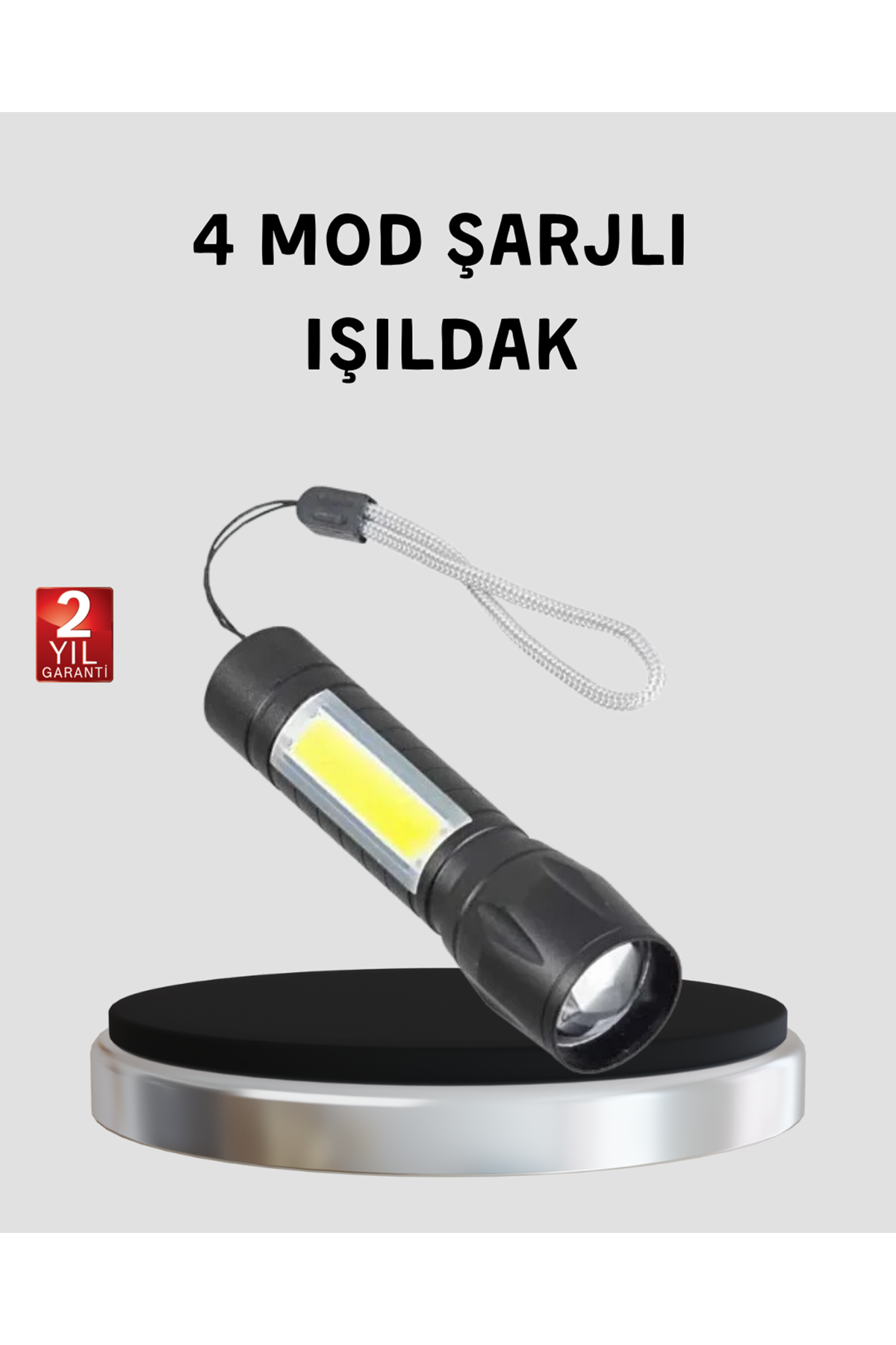 Ultra Dayanıklı 4 Mod Şarjlı Işıldak | Suya ve Darbeye Dayanıklı | 100.000 Saat LED Ömrü