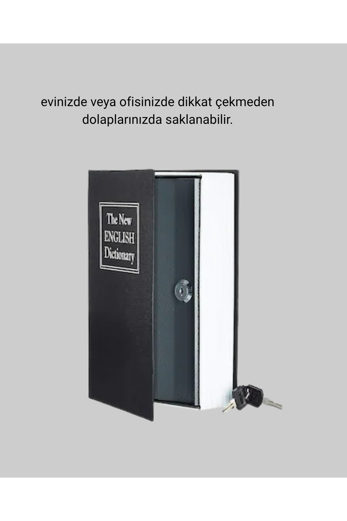 Sözlük Görünümlü Gizli Kitap Kasa – Anahtarlı Metal İç Kasa, Kompakt Boyut, Şık ve Güvenli Tasarım