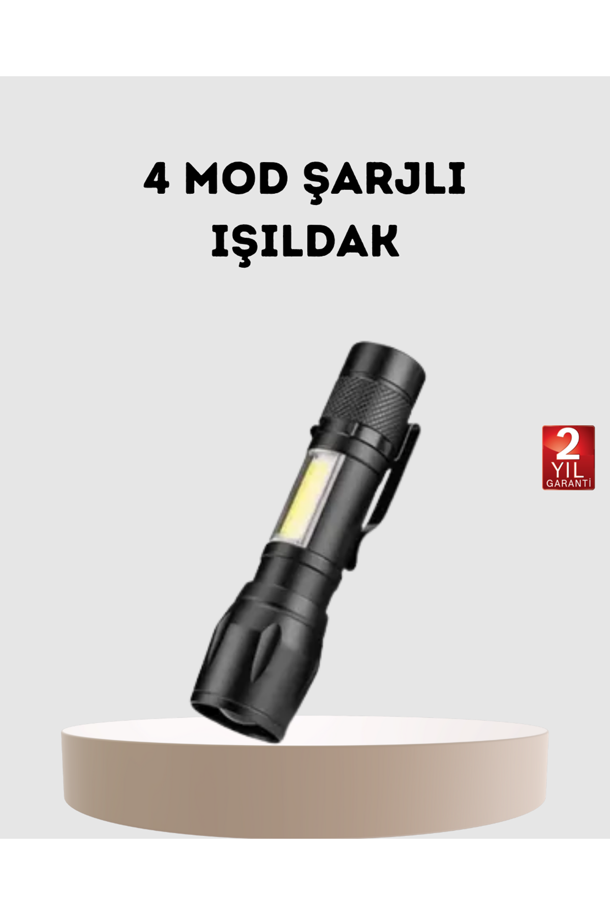 Profesyonel 4 Modlu Şarjlı El Feneri | 1300 mAh Batarya | Cree LED Teknolojisi