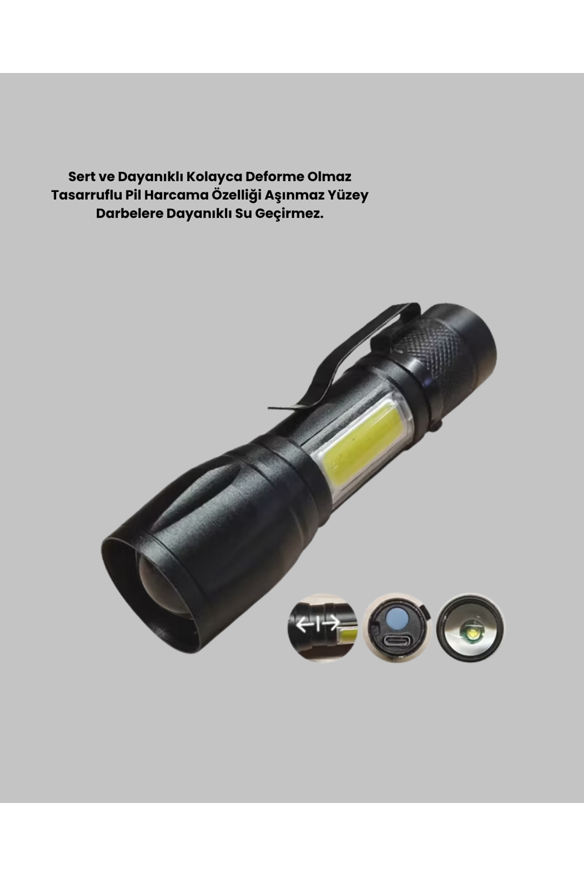 4 Mod Şarjlı Işıldak | Ultra Güçlü Cree LED | Su Geçirmez Alüminyum Gövde