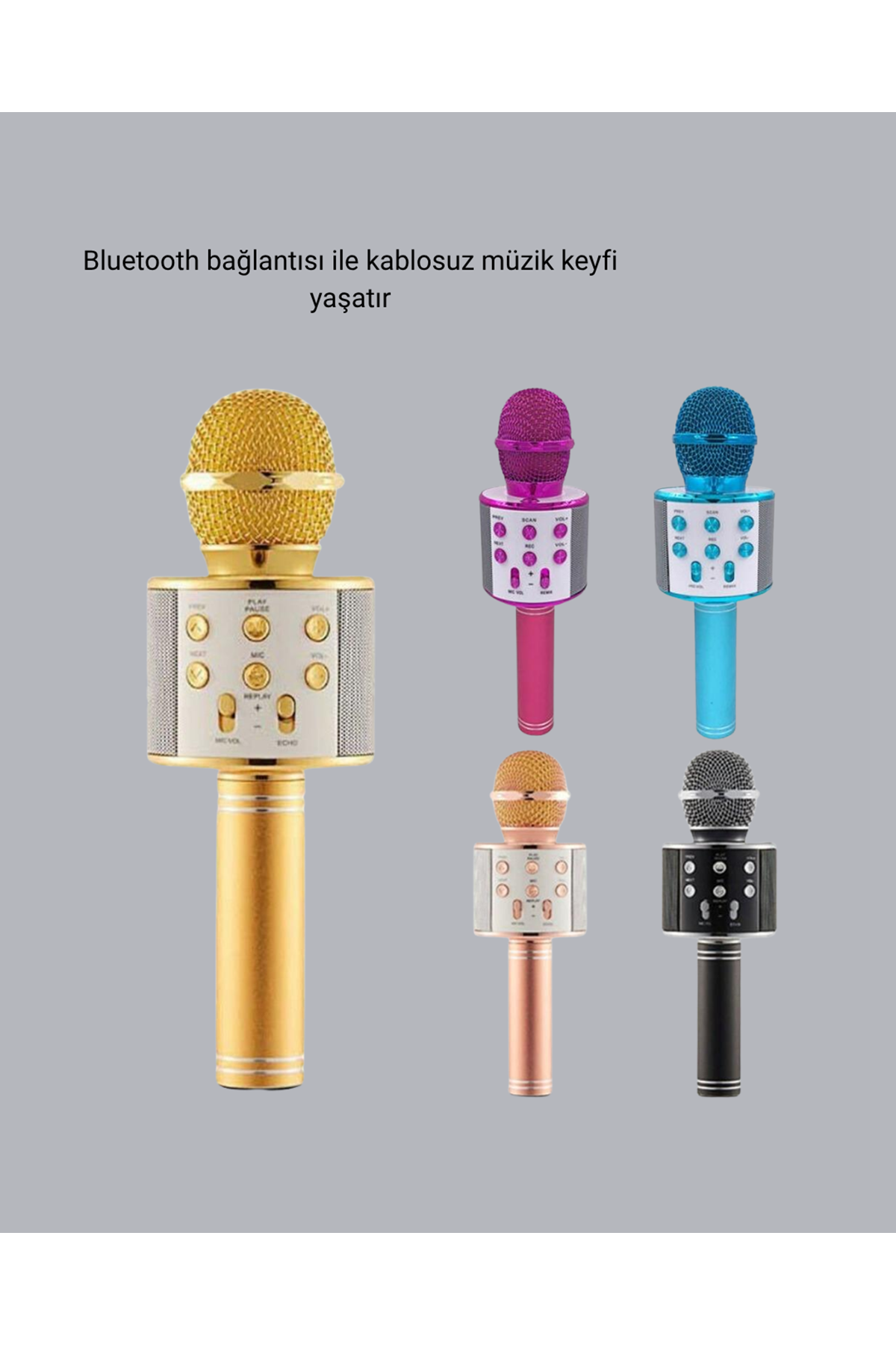 Taşınabilir Karaoke Mikrofon – Bluetooth, USB ve AUX Girişli