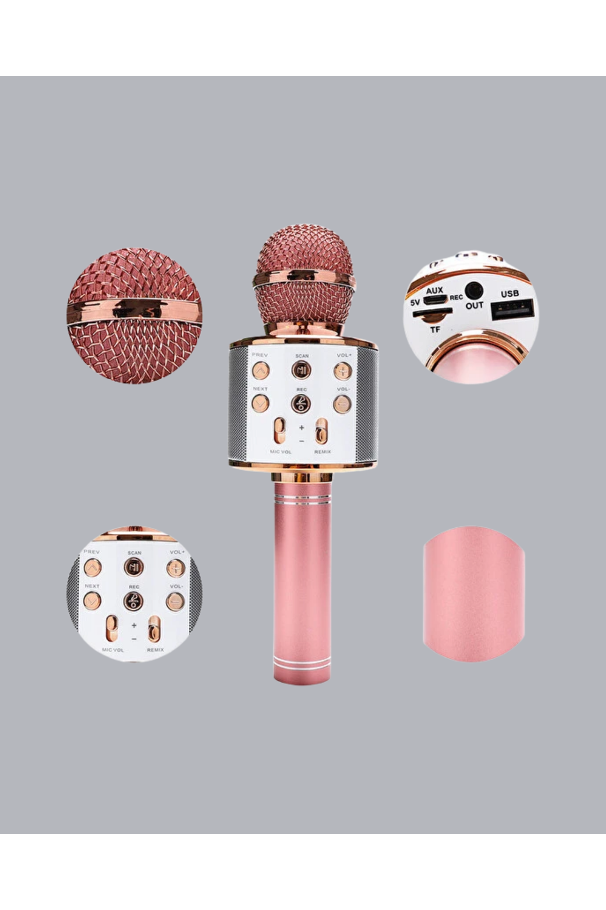 Taşınabilir Karaoke Mikrofon – Bluetooth, USB ve AUX Girişli