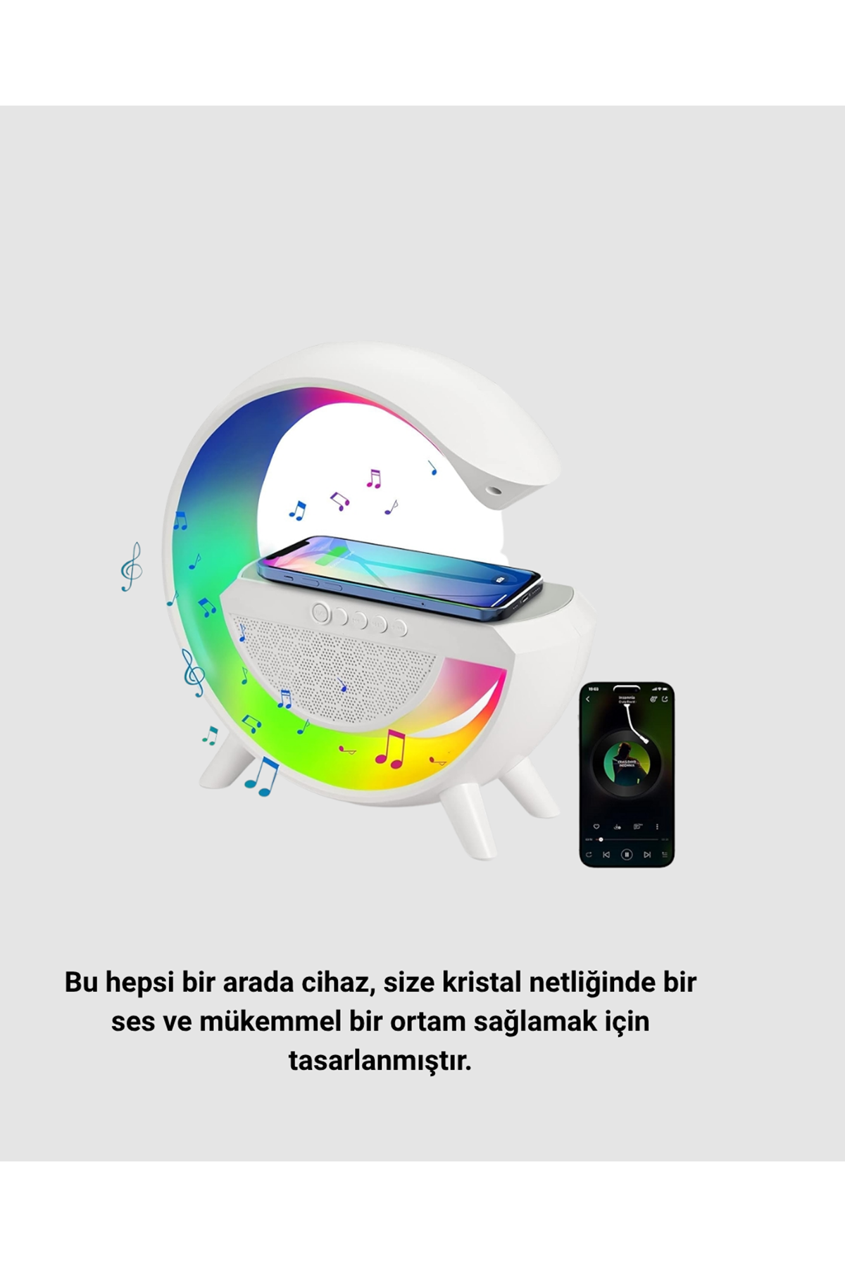 RGB Işıklı Kablosuz Şarjlı Hoparlör – FM Radyolu Akıllı Gece Lambası
