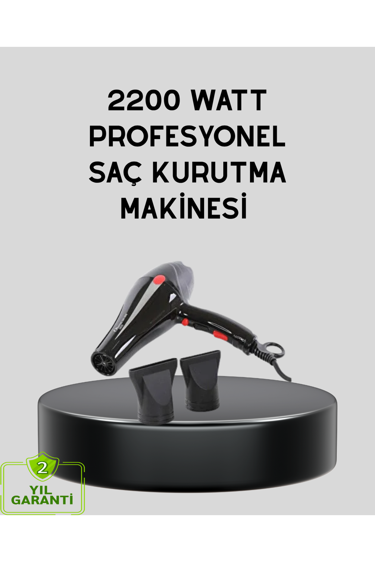 Profesyonel 2200W Fön Makinesi – AC Motorlu, Hızlı Kurutma, Hafif Tasarım