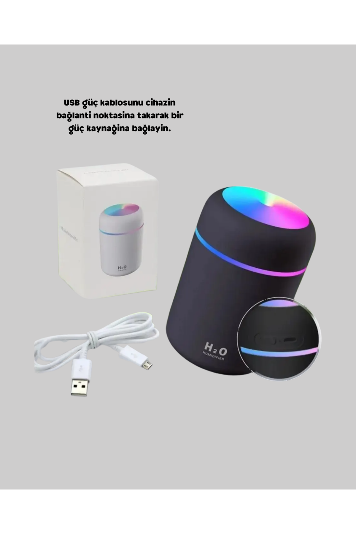 USB Bağlantılı LED Işıklı Hava Nemlendirici – Sessiz ve Kullanıcı Dostu Tasarım