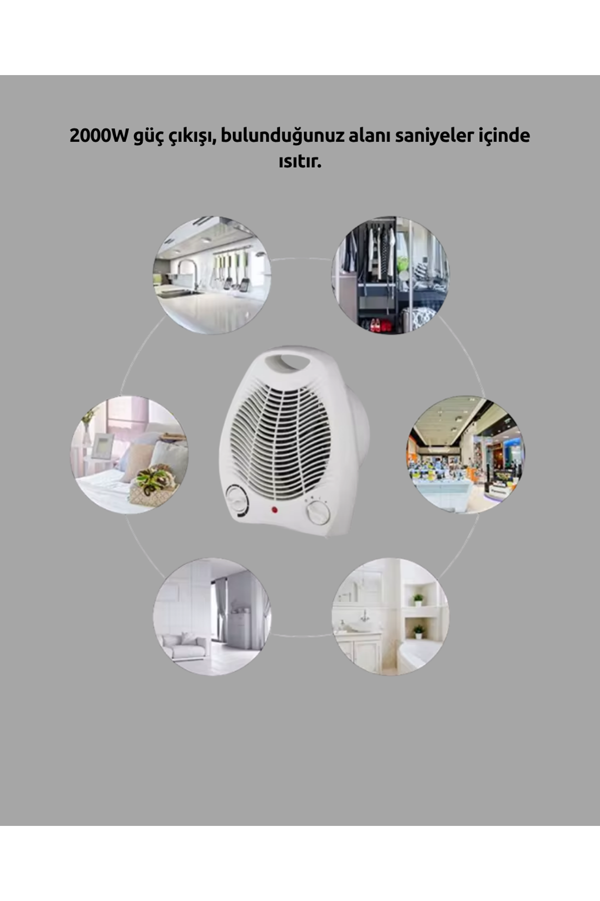 Fanlı Elektrikli Isıtıcı – 3 Kademeli Isı Ayarı ve Güvenli Kullanım