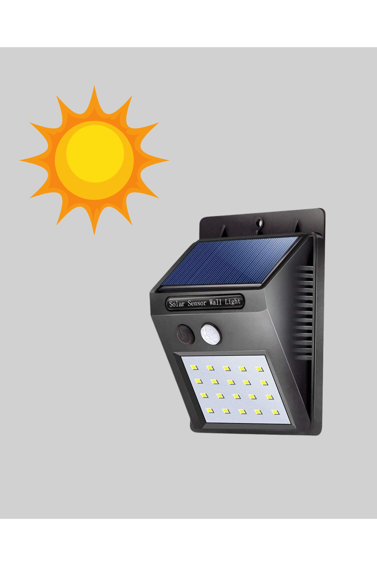 Güneş Enerjili 20 LED Hareket Sensörlü Lamba – IP65 Su Geçirmez Dış Mekan Aydınlatma