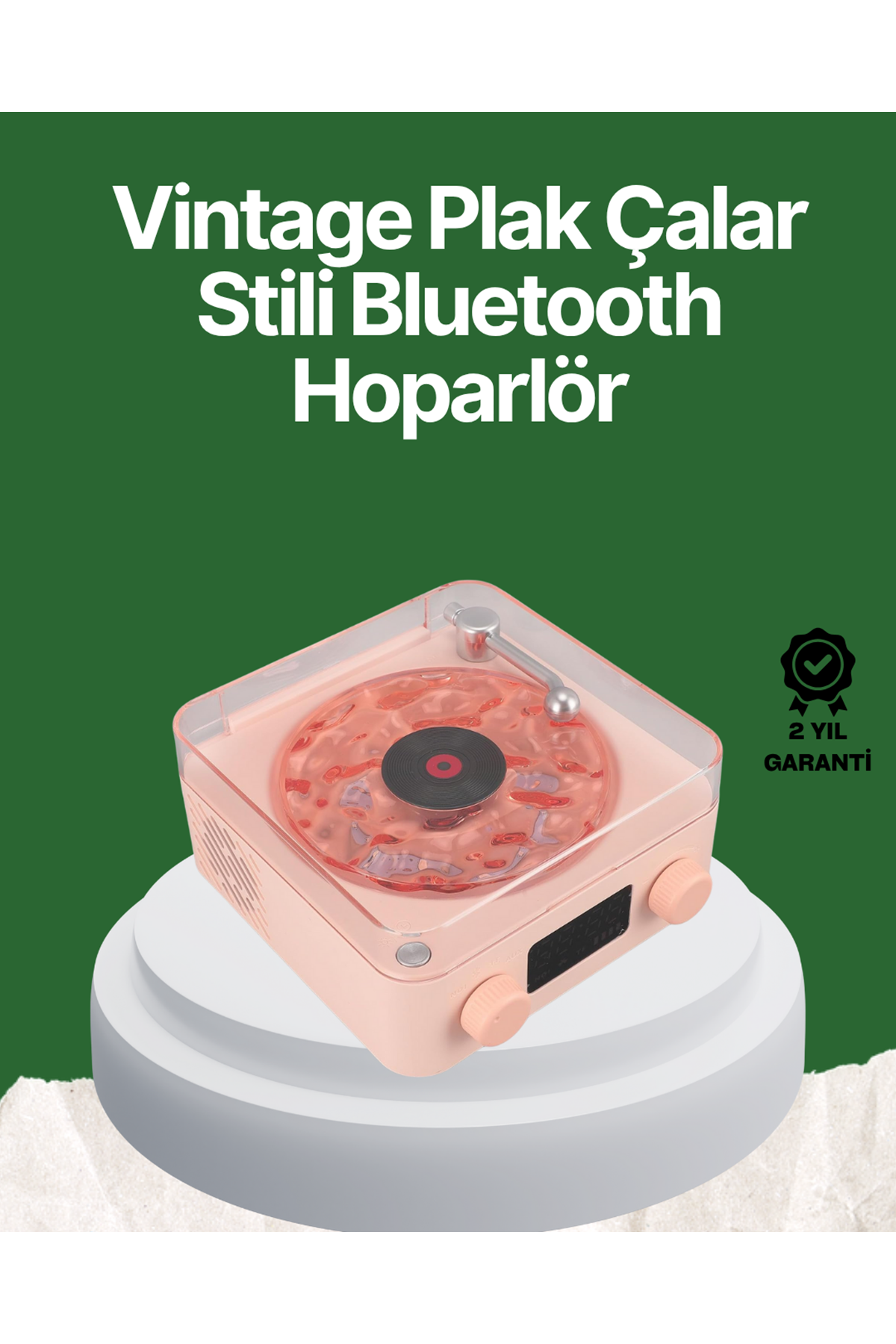 Vintage Tarz Bluetooth Hoparlör – Gece Işığı ve Zaman Göstergeli