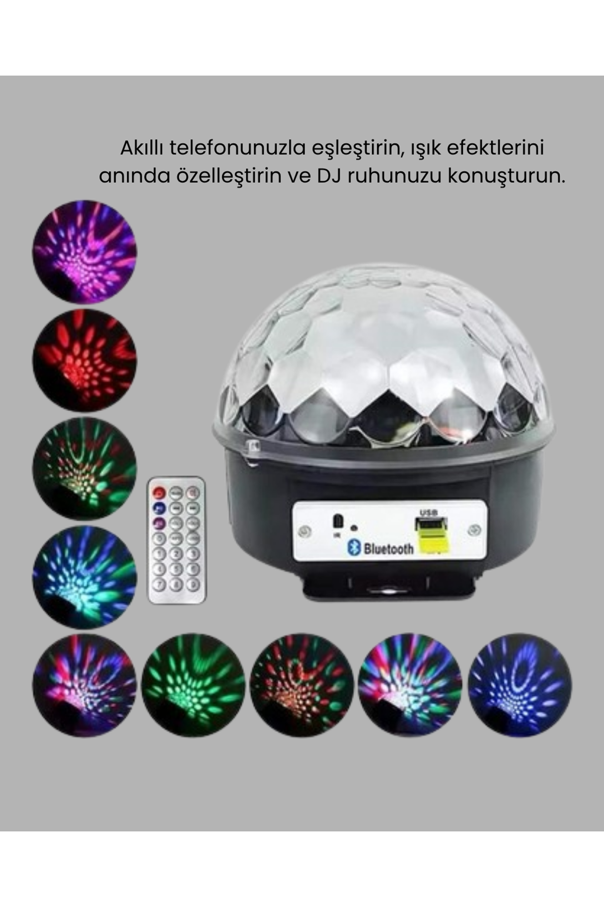 RGB LED Disko Topu Projektör – Ev Partileri, Doğum Günleri ve Eğlence İçin Işık Şovu