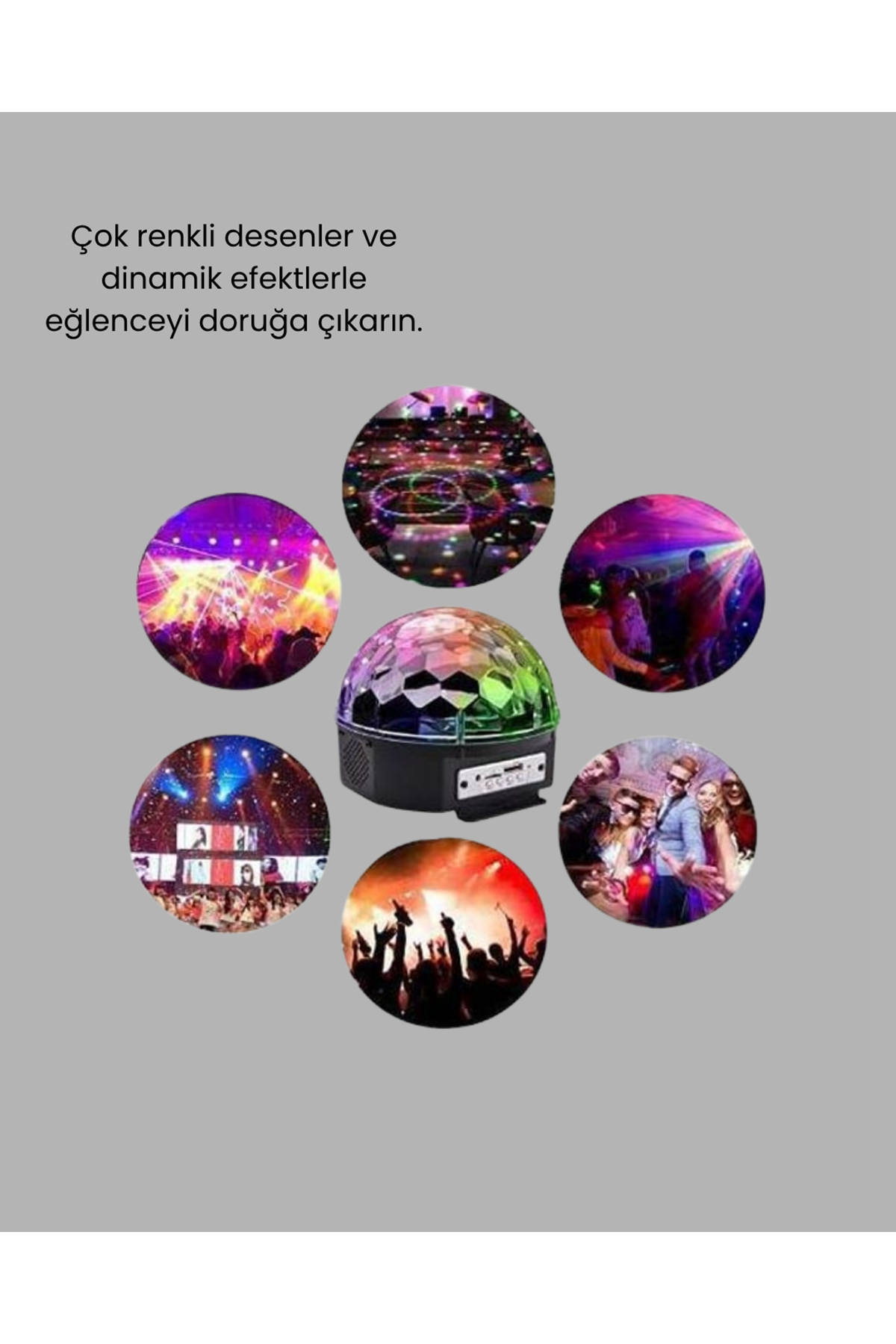 Bluetooth Kontrollü Masaüstü Disko Topu Işığı – Renkli LED Işık Gösterisi ve Uzaktan Kumanda