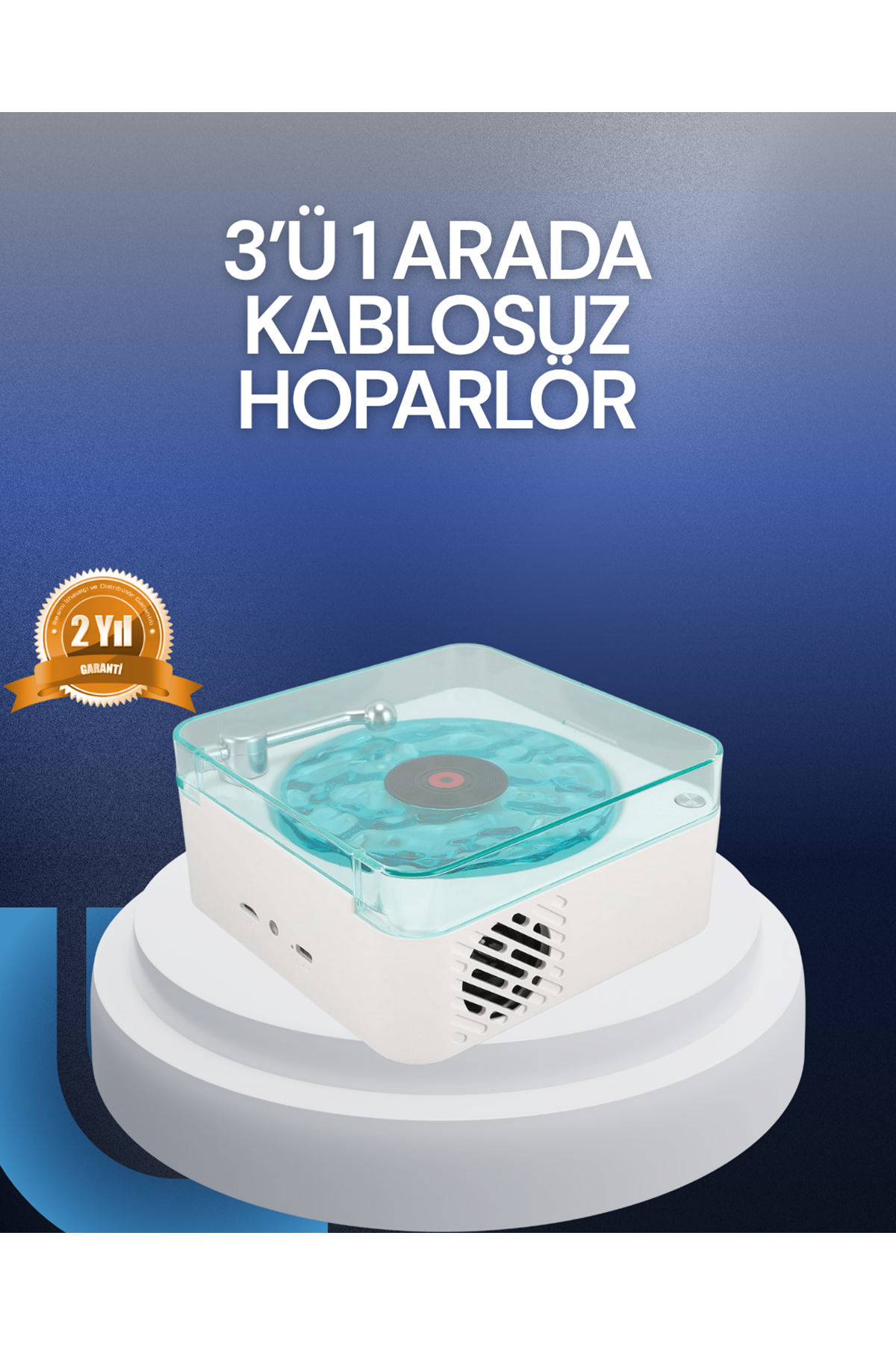 Bluetooth Hoparlör – 3-ü-1 Saatli Gece Lambası ve Vintage Tasarım