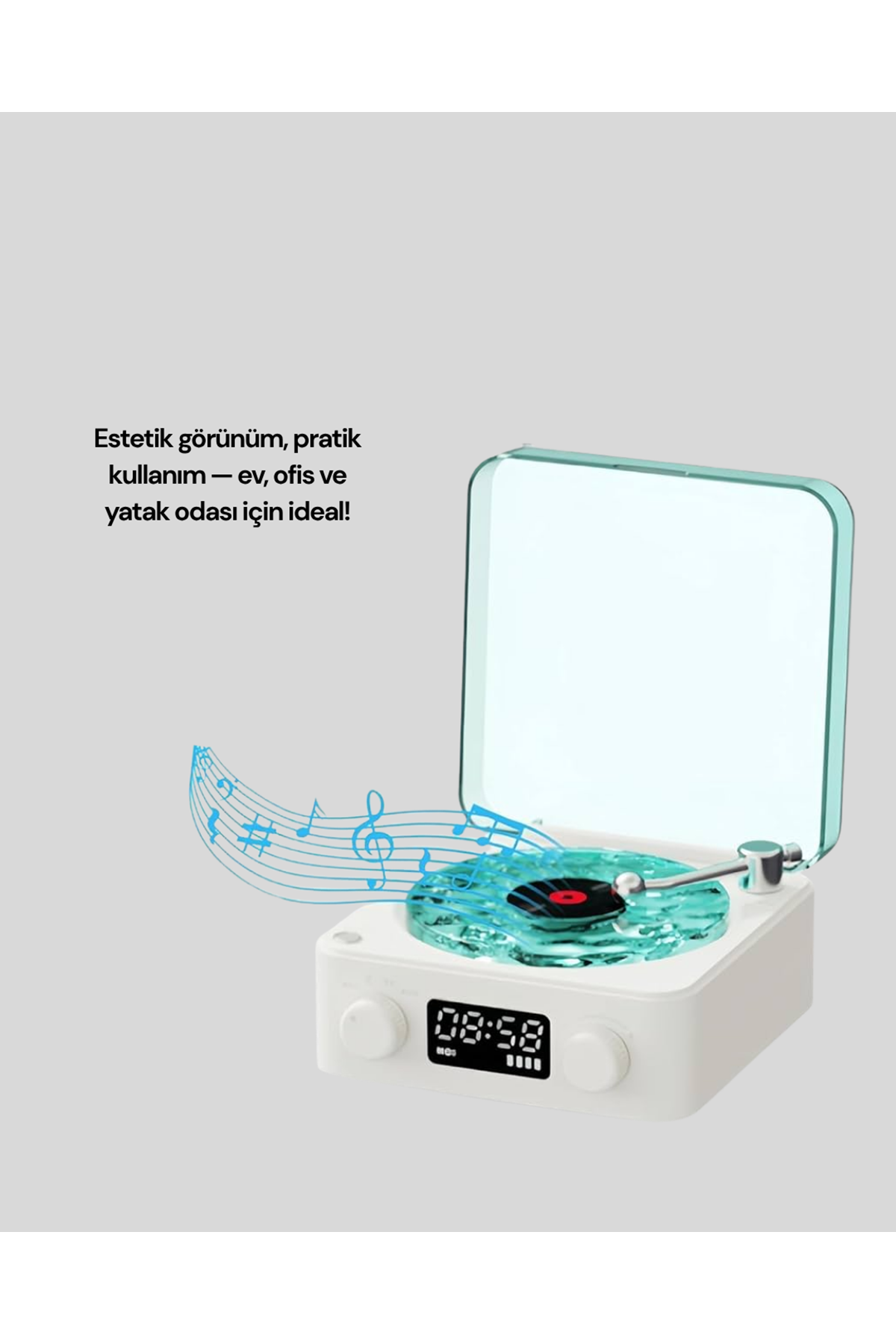 Bluetooth Hoparlör – 3-ü-1 Saatli Gece Lambası ve Vintage Tasarım