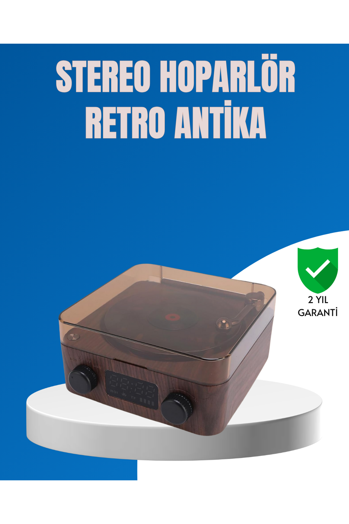 Stereo Bluetooth Hoparlör – Gece Lambalı ve Saat Göstergeli