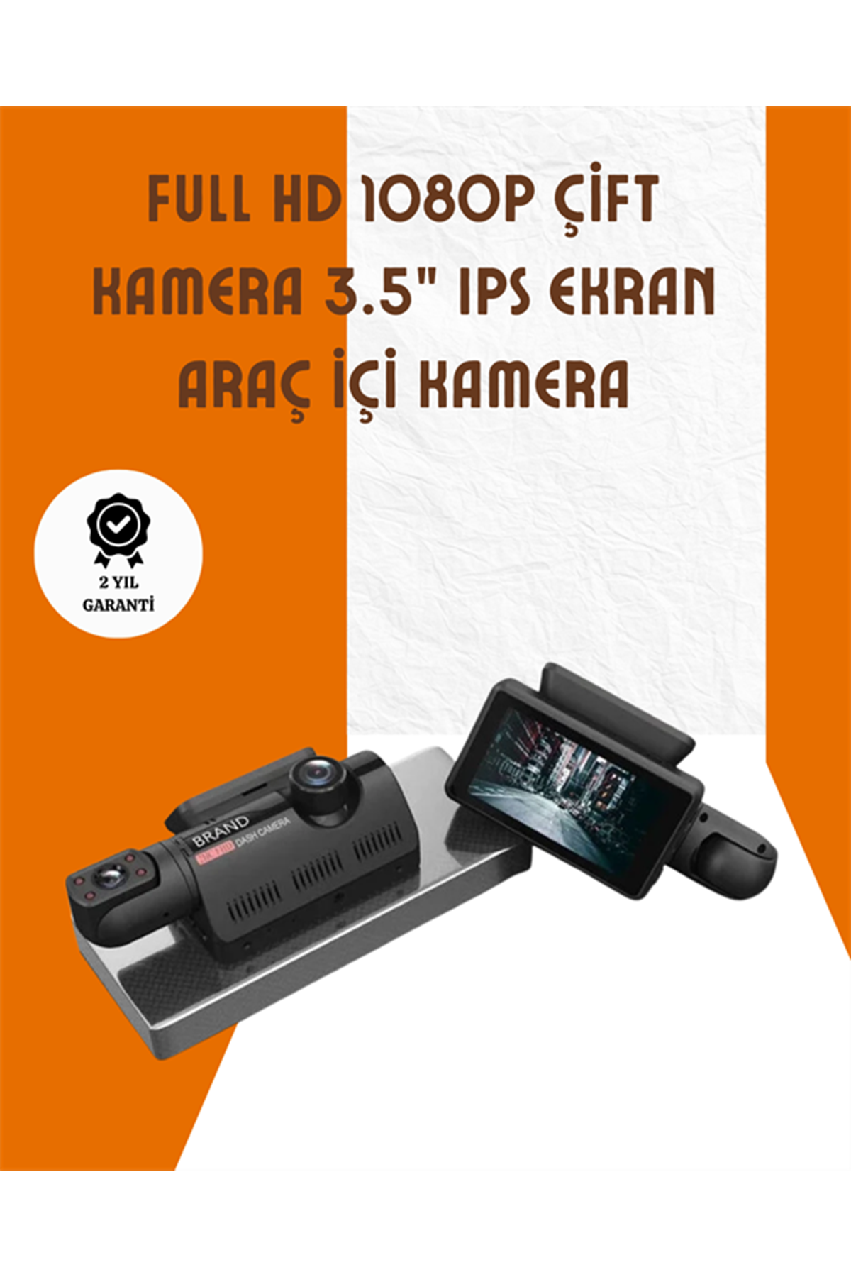 Araç İçi ve Ön Kameralı 3 İnç IPS Ekranlı Full HD Güvenlik Kamerası