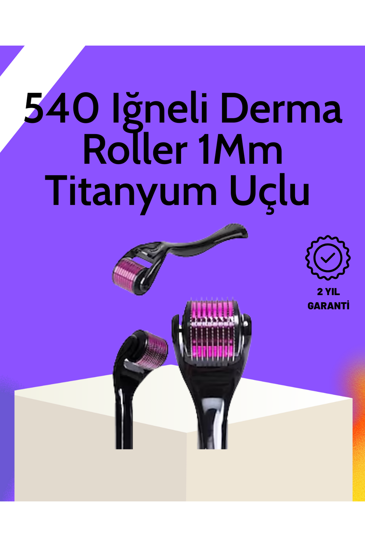 Evde Güvenli Kullanım İçin Titanyum Derma Roller – Siyah Saplı