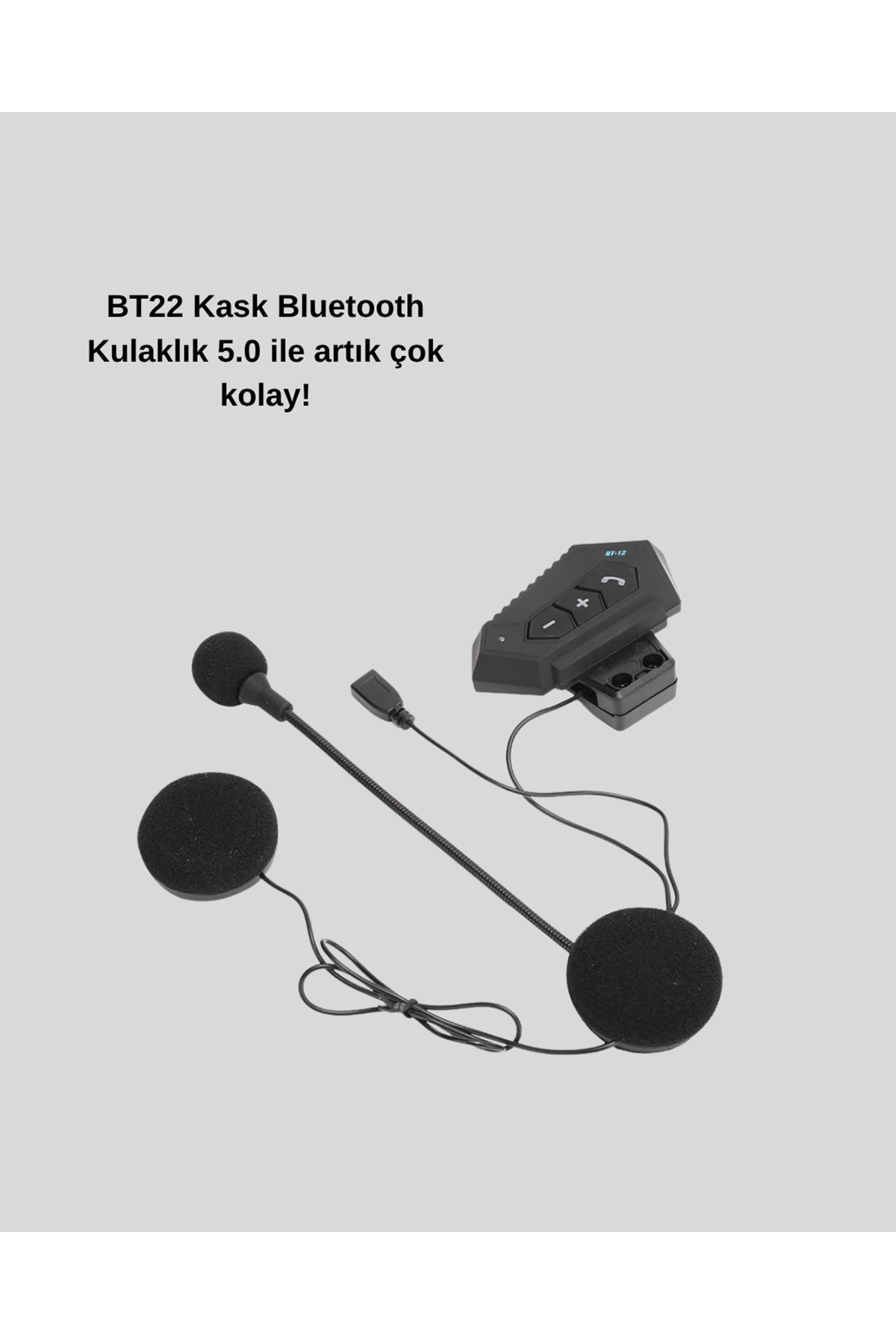BT22 Kablosuz Kask Kulaklığı – Bluetooth 5.0, Intercom, Su Geçirmez ve Uzun Ömürlü Batarya