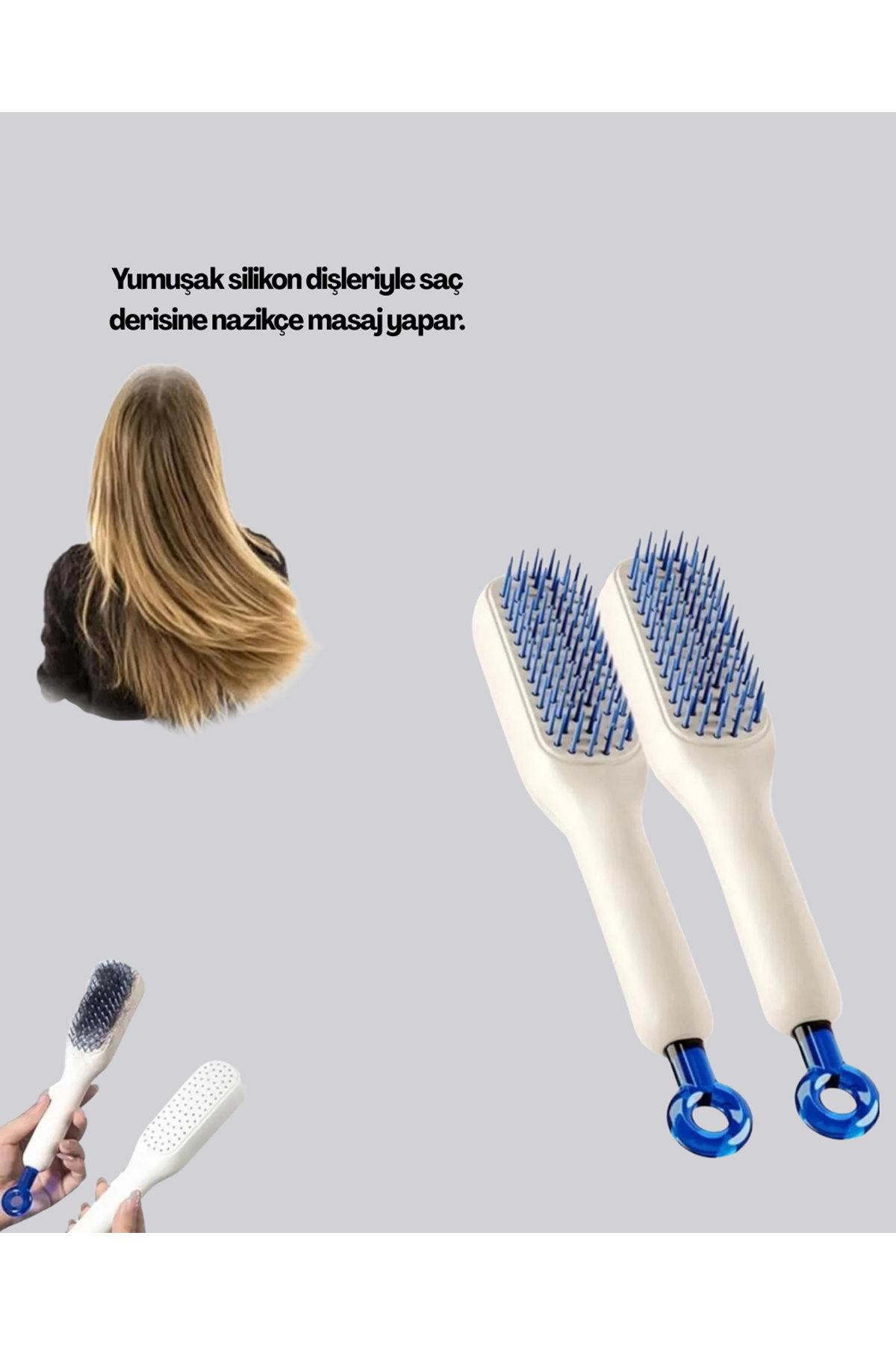 Otomatik Temizlemeli Saç Fırçası – Ergonomik Tasarım, Masaj Etkili, Elektriklenmeyi Önleyici