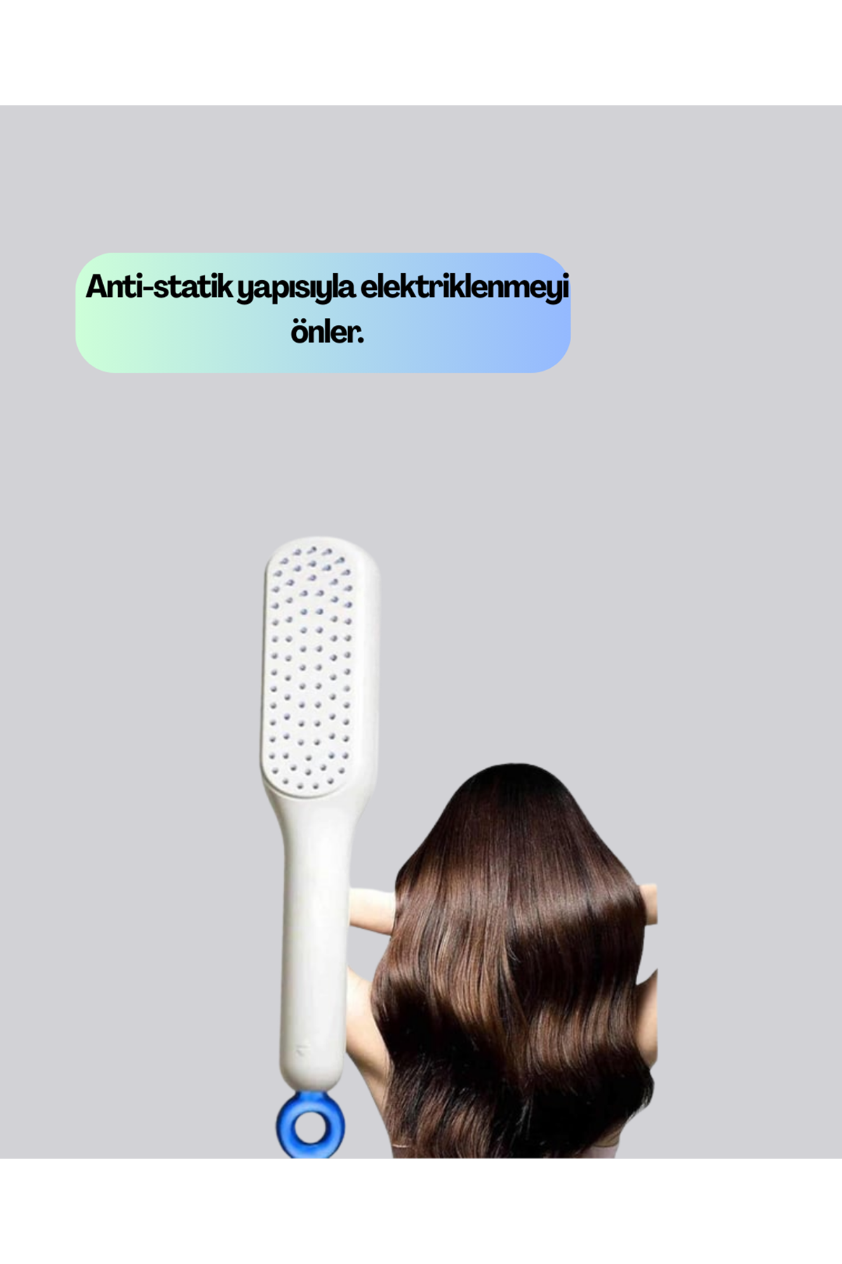 Anti-Statik Saç Tarağı – Kolay Temizlenebilir, Silikon Masaj Uçlu, Kompakt Boyut