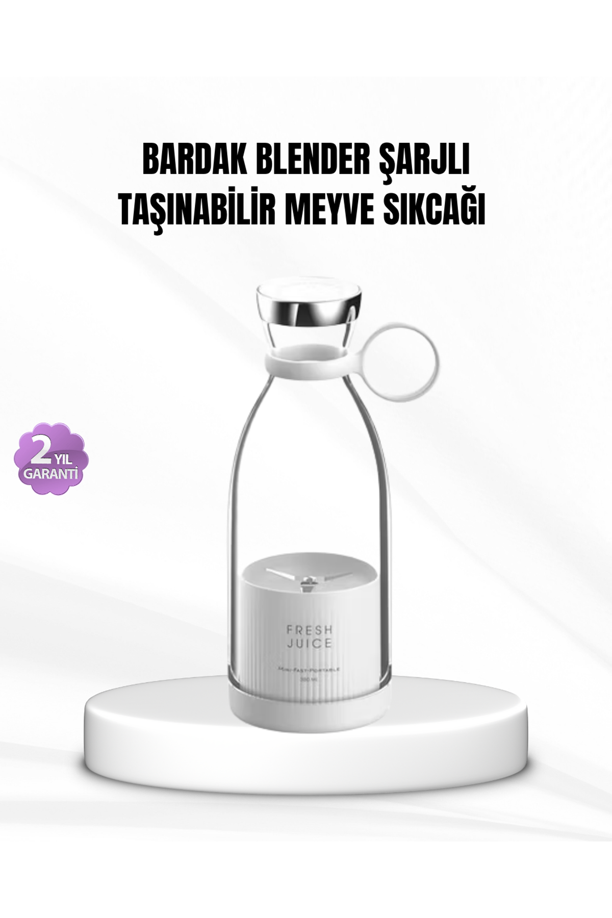 Şarjlı Portatif Blender – Gıda Sınıfı Malzeme, 10 Kullanımlık Pil, Mini Boy ve Hafif Tasarım