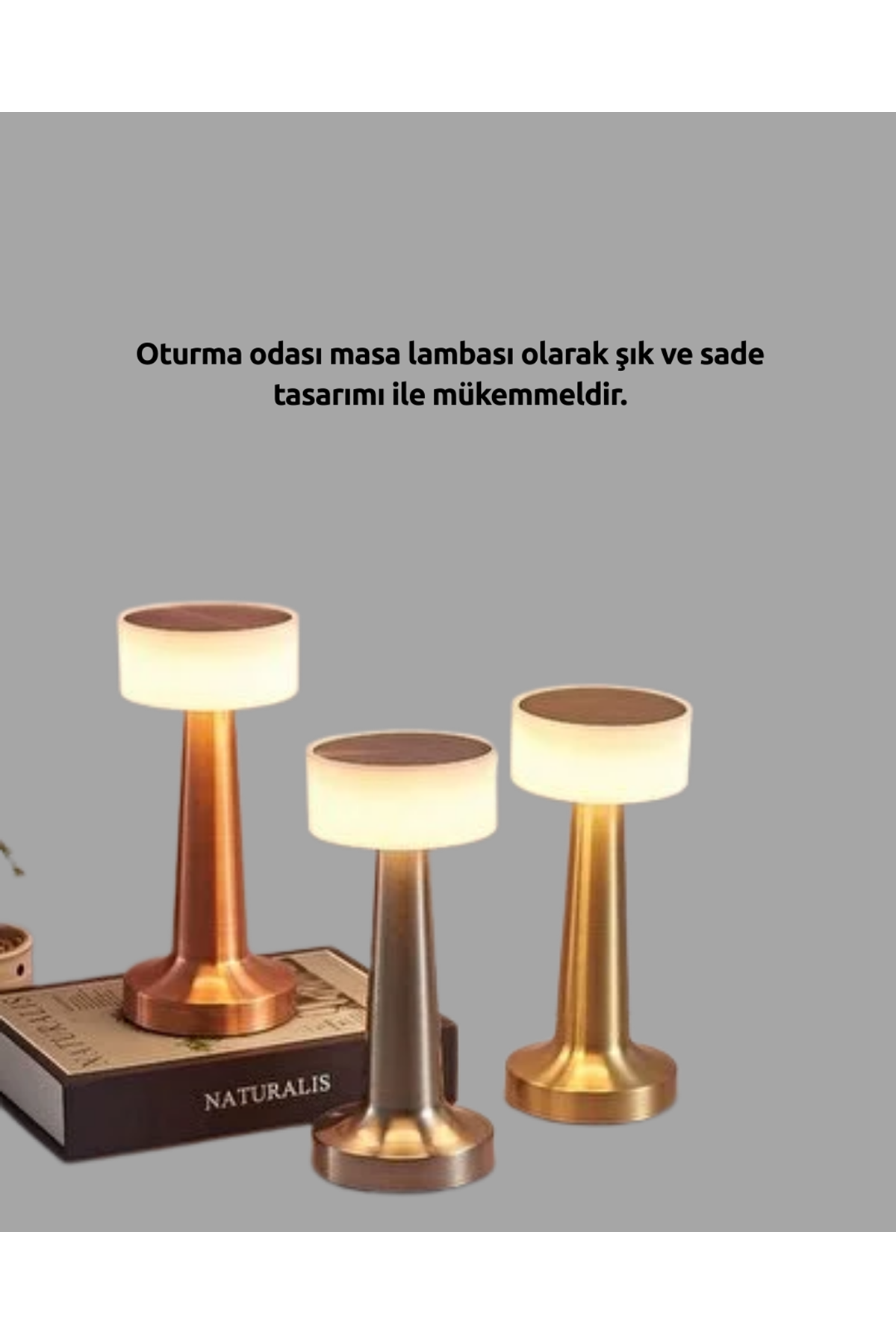 Touch Gece Lambası – Dokunmatik Kontrol, Kablosuz Kullanım, Metal Gövde