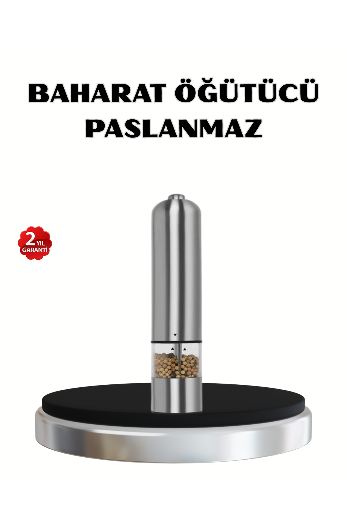 Modern Otomatik Baharat Öğütücü Seti – Pilli, Paslanmaz Çelik, LED Aydınlatmalı
