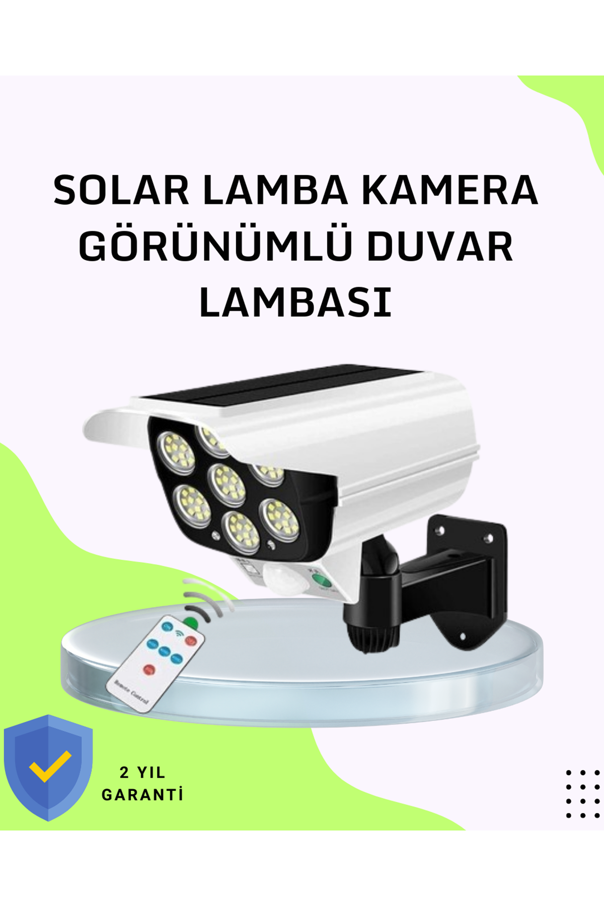 3 Modlu Güneş Paneli Aydınlatmalı Dış Mekan Güvenlik Işığı – IP65 Su Geçirmez, PIR Sensörlü