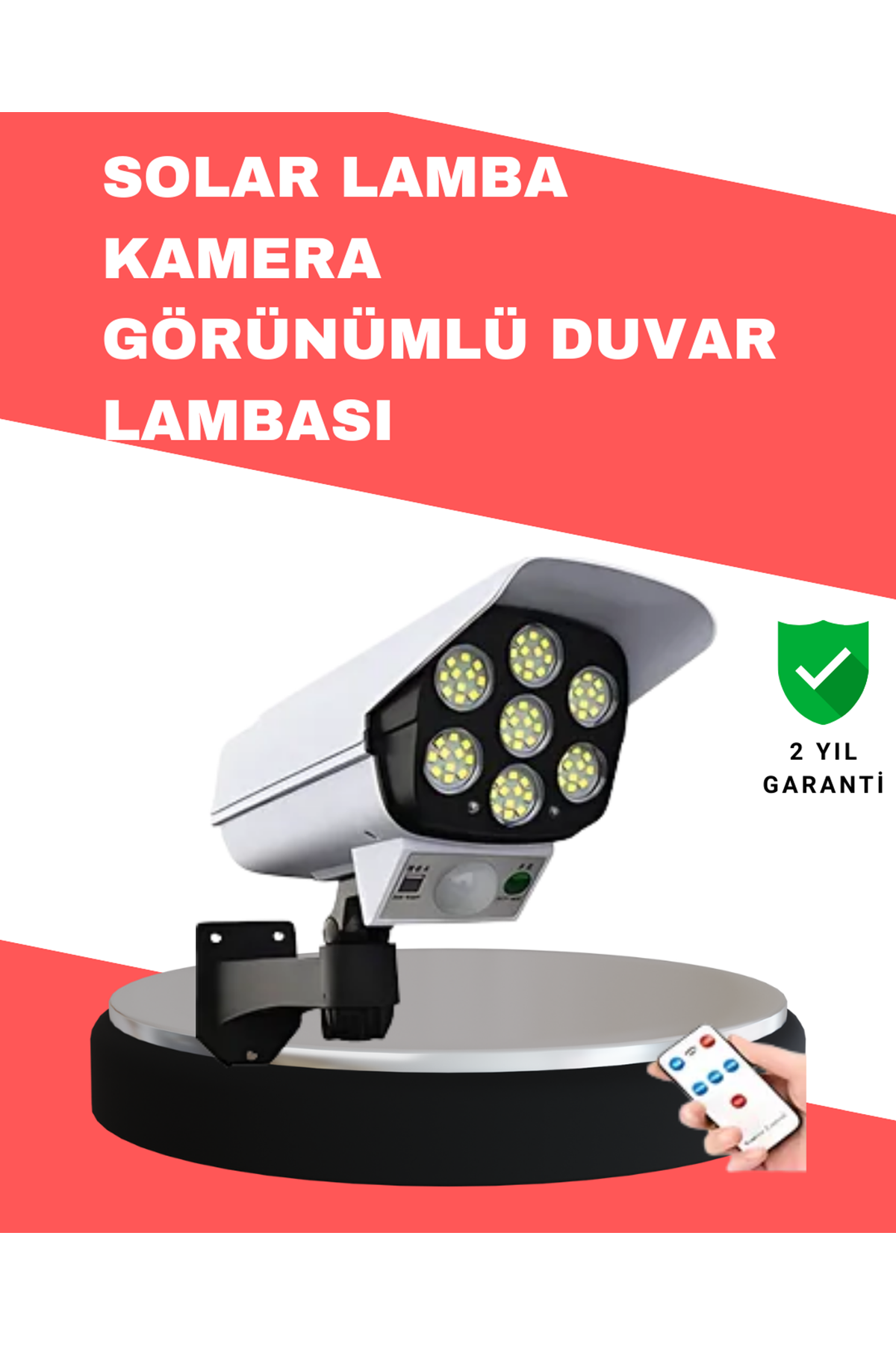 PVC+PC Malzemeli, 2'si 1 Arada Güvenlik Lambası – Ayarlanabilir Başlık ve Panel Açısı