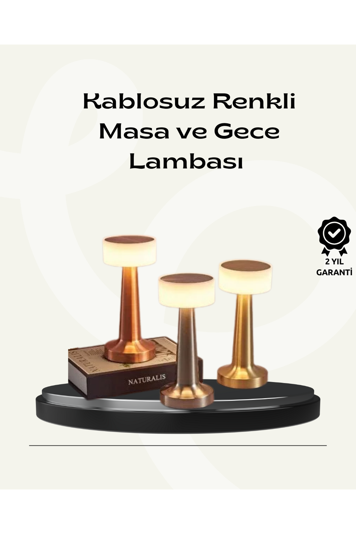 Modern USB'li Kablosuz Masa Lambası – Minimalist Tasarım, 3 Farklı Parlaklık