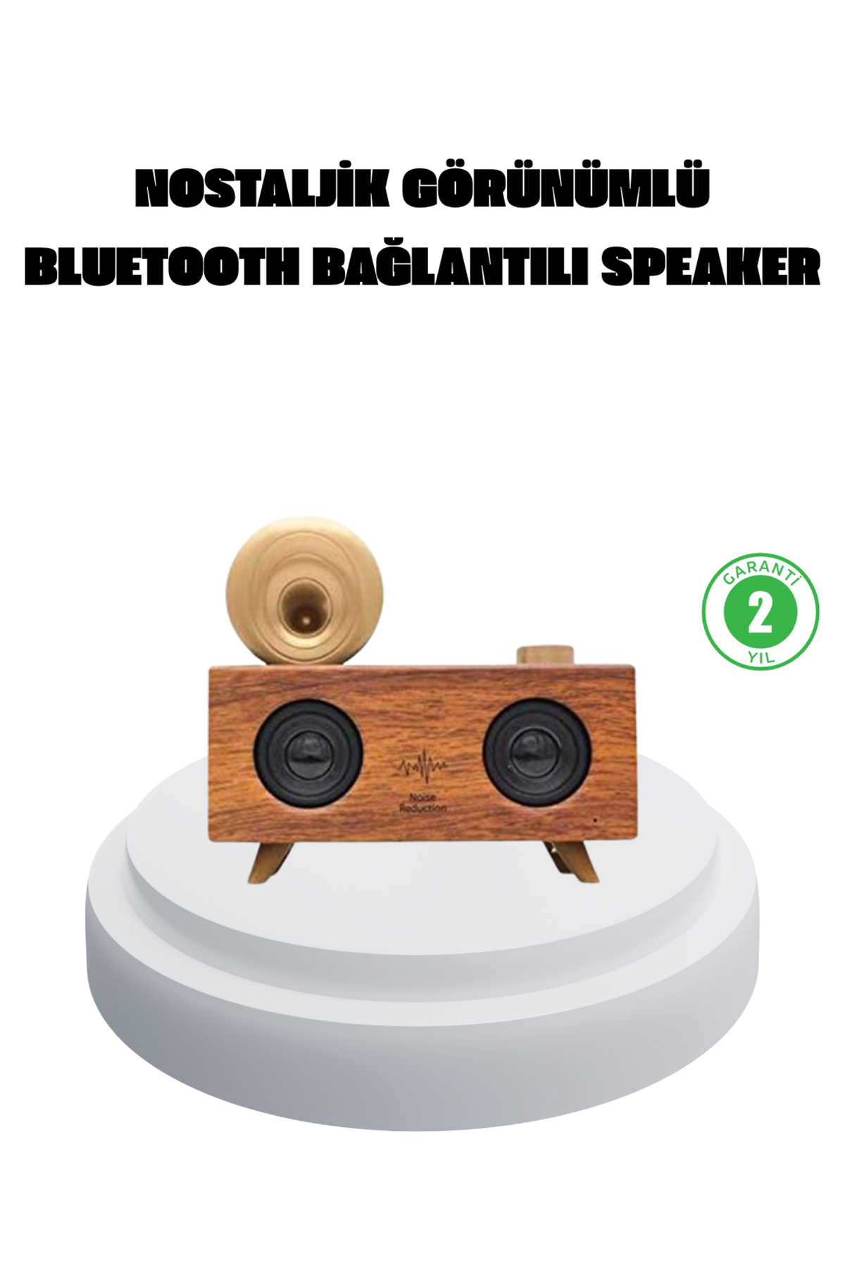 Çift Hoparlörlü Bluetooth Gramofon Speaker – FM Radyo, USB, SD Kart ve AUX Girişli