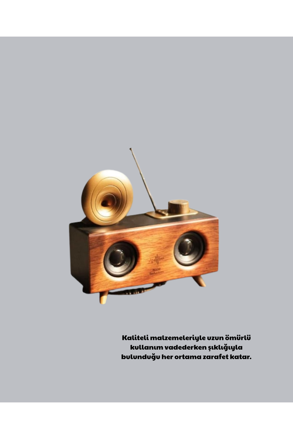 Çift Hoparlörlü Bluetooth Gramofon Speaker – FM Radyo, USB, SD Kart ve AUX Girişli