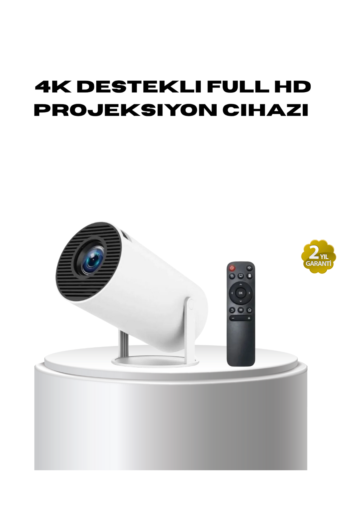 4K Destekli Full HD Projeksiyon Cihazı – 130 inç Geniş Ekran, WiFi ve HDMI Bağlantılı