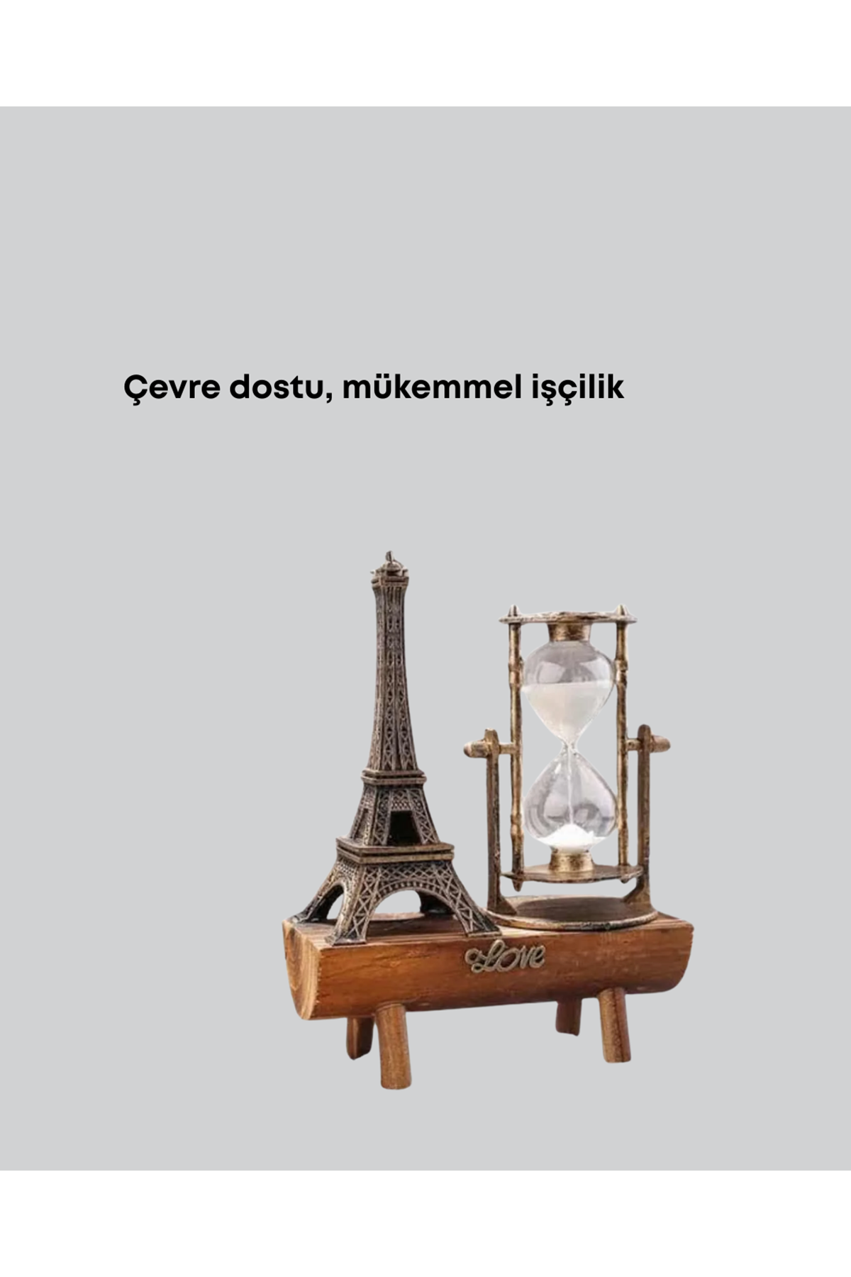Ahşap Gövdeli Dekoratif Kum Saati – Masa Üstü El Sanatı Aksesuarı
