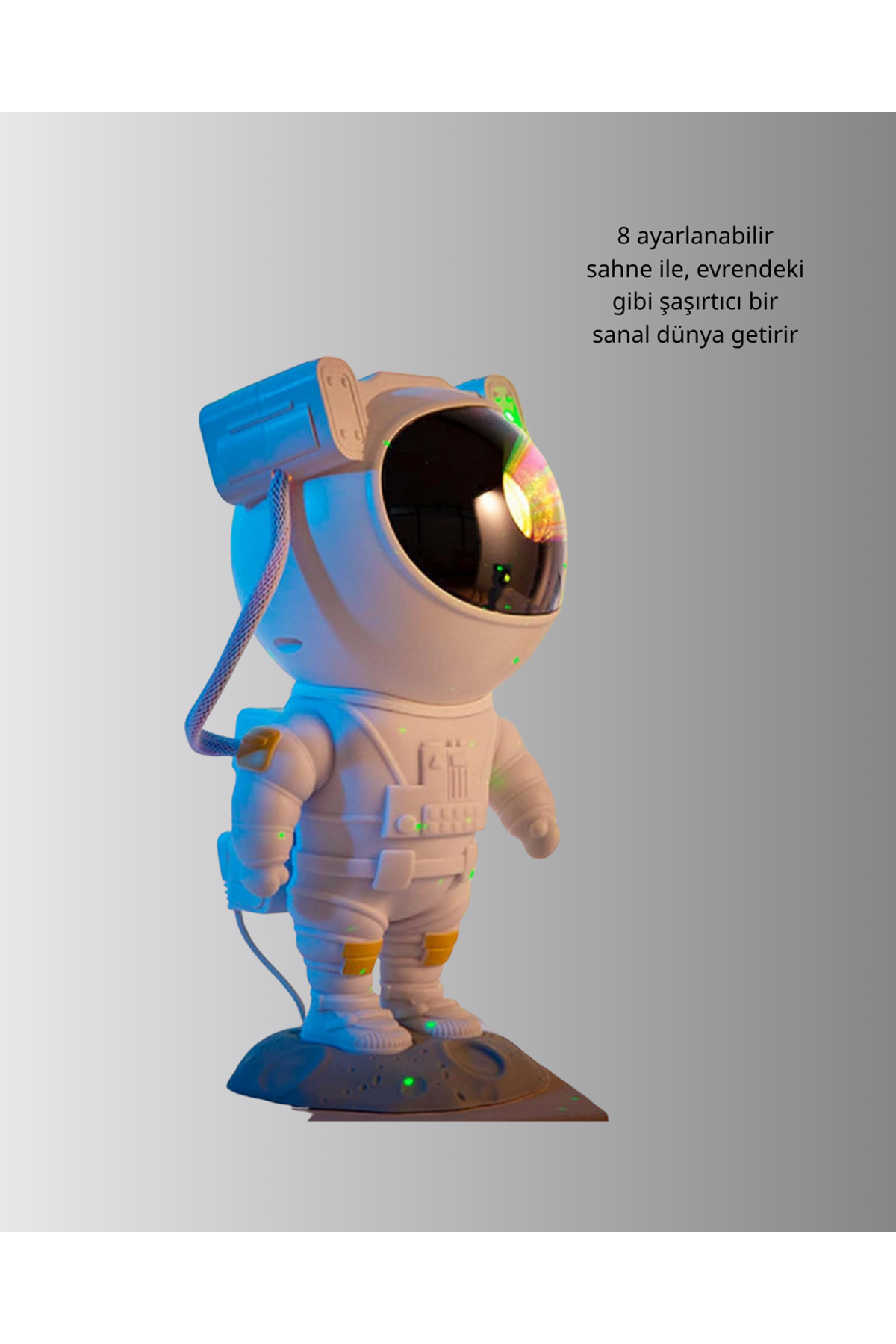 Astronot Yıldız Projeksiyon Lambası 8 Efektli Uzaktan Kumandalı Gece Işığı