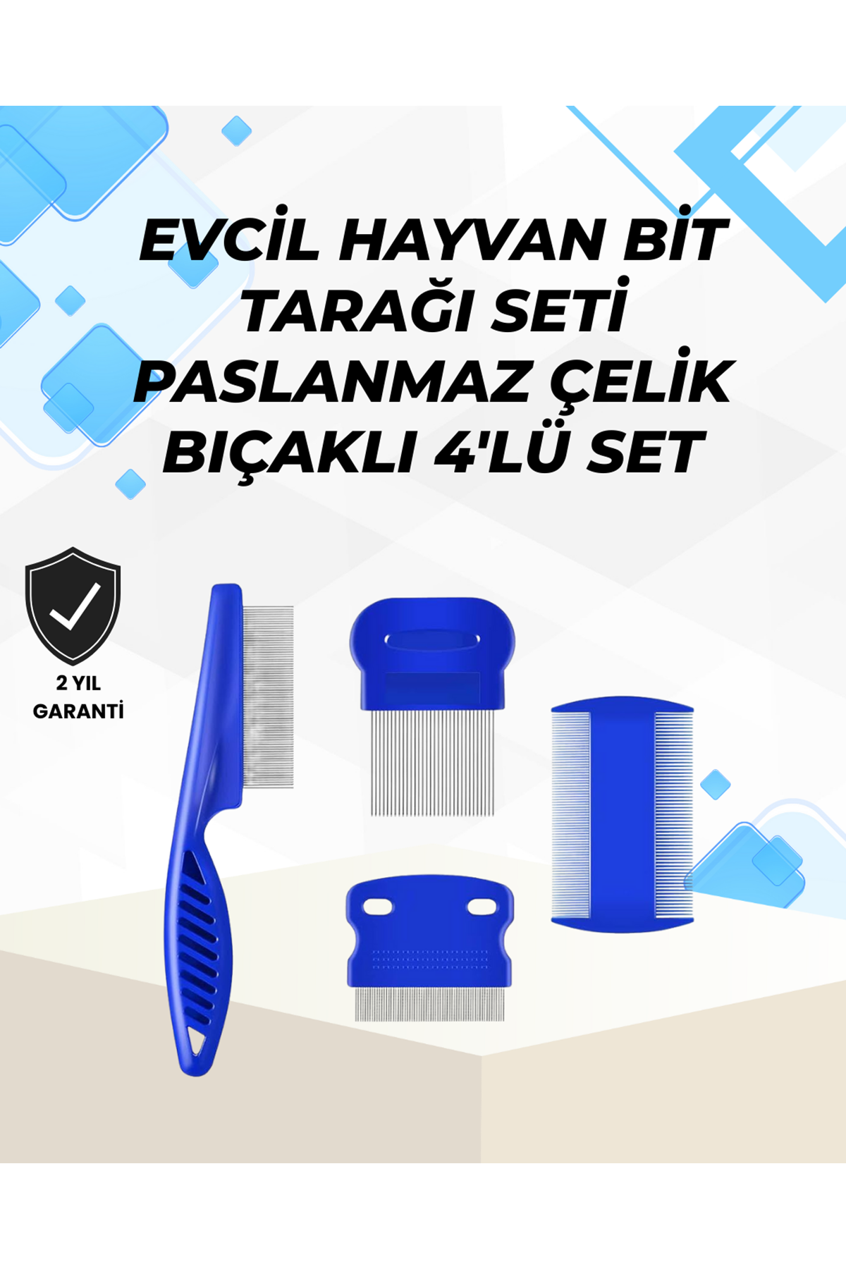 Uzun ve Kısa Tüylü Hayvanlara Özel Bit Tarağı ve Tüy Temizleme Seti