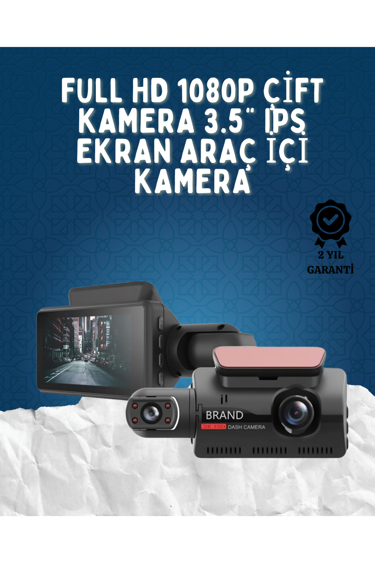 Çift Görüşlü Dashcam – Gece Görüşlü 1080P Araç İçi Güvenlik Kamerası