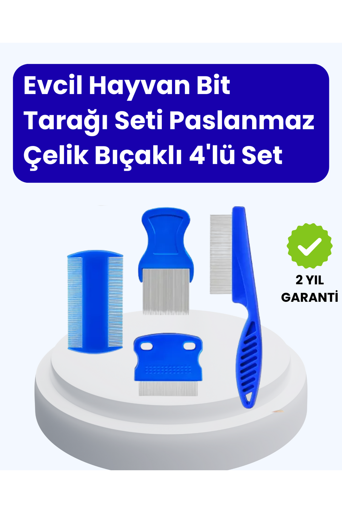 Evcil Hayvan Bakımı İçin Dayanıklı ve Çok Amaçlı Tarak Seti (4 Parça)