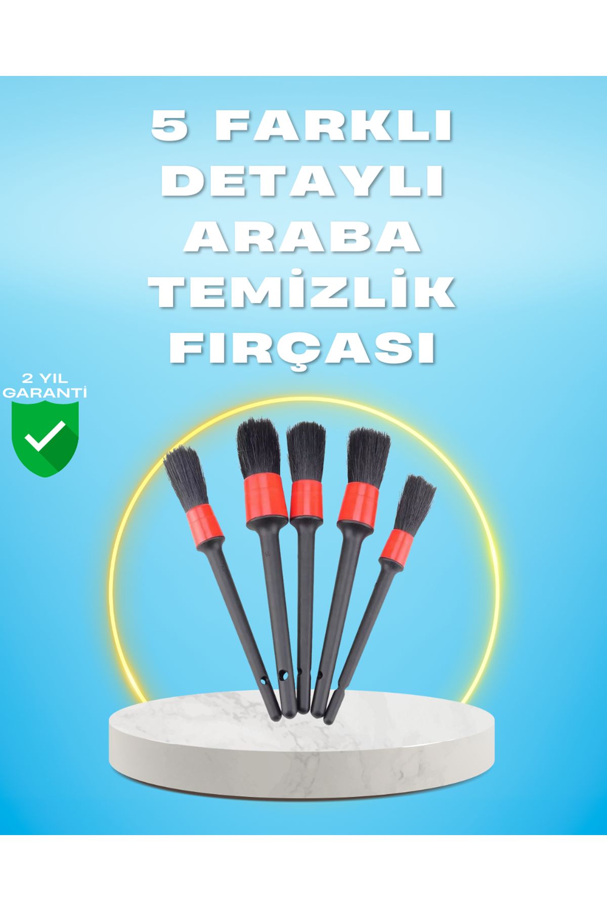 5'li Araba Temizlik Fırçaları-Farklı Boyutlu Fırçalarla Derinlemesine Temizlik